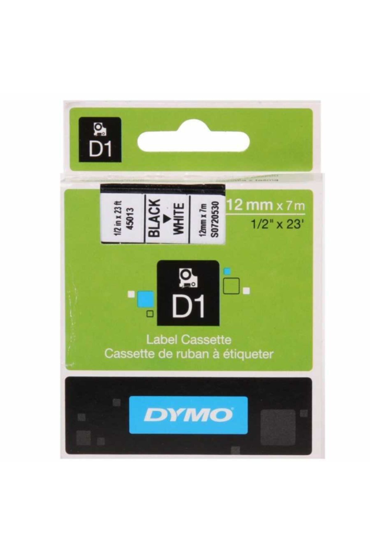 Dymo 45013 (d1)12mmx7m Beyaz/siyah Etiket