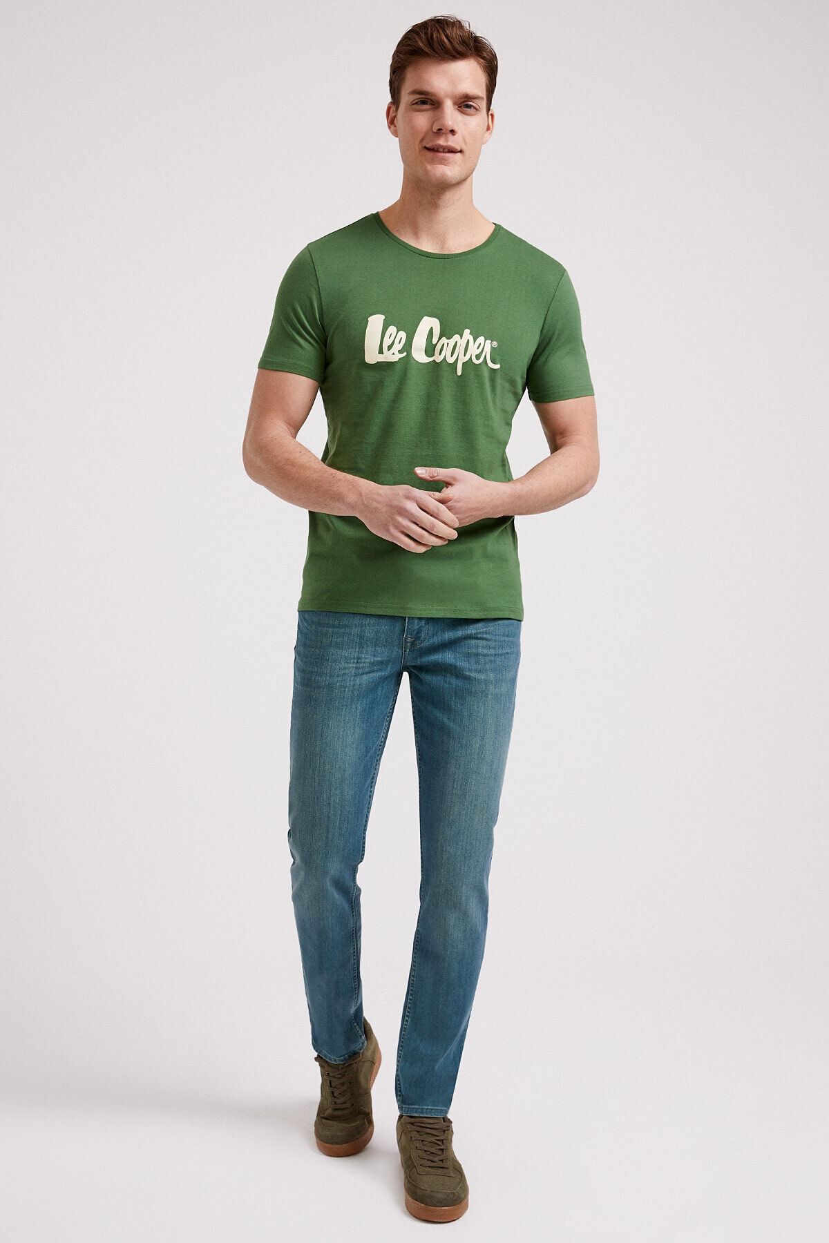 Lee Cooper Erkek Londonlogo O Yaka T-Shirt Yeşil 202 LCM 242011