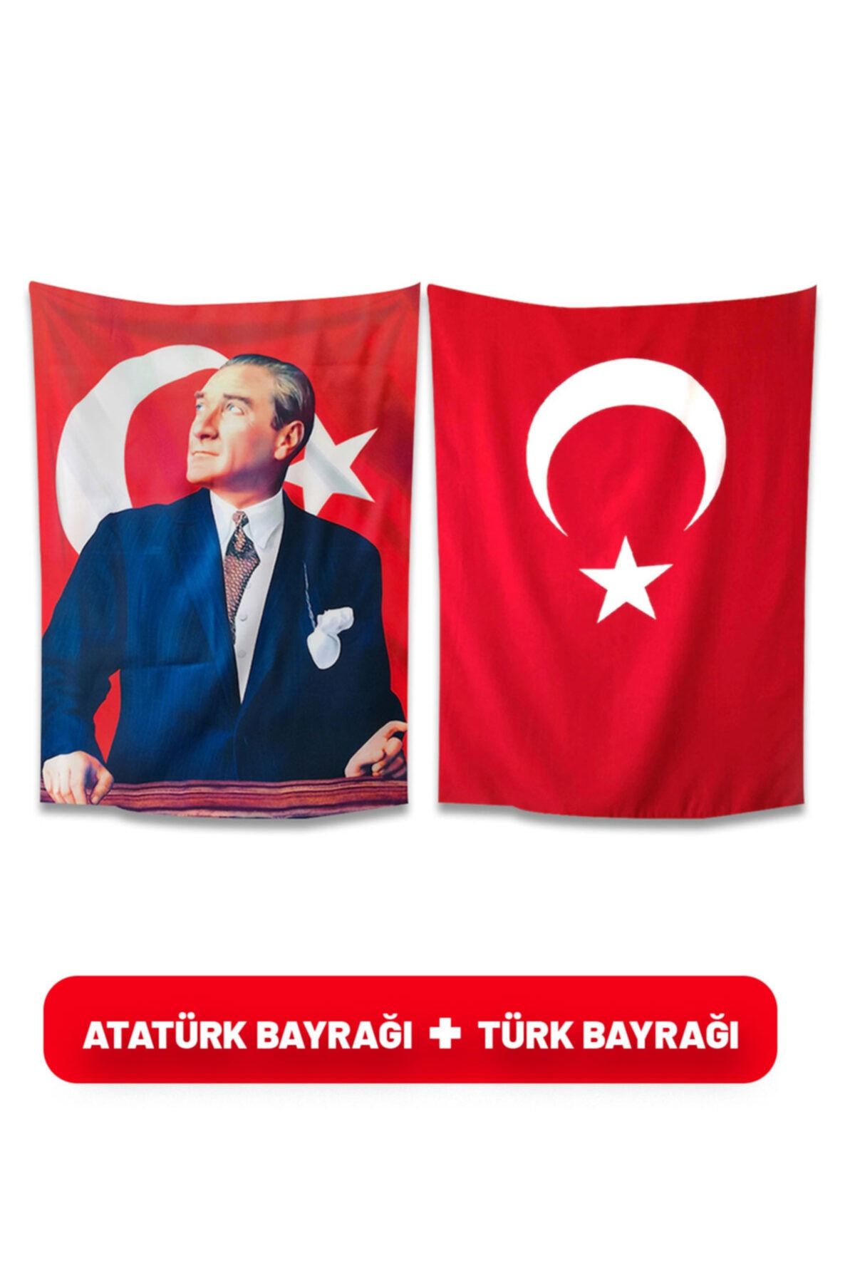 Vagonik Türk Bayrağı+Atatürk Bayrağı 100x150 Cm