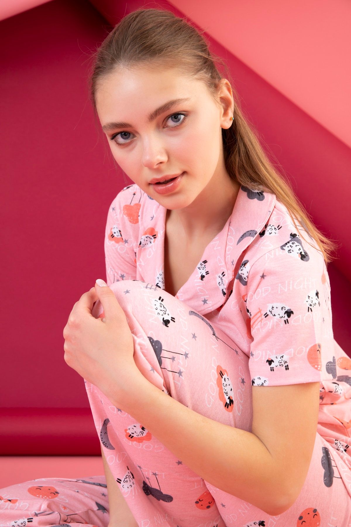 Strawberry Pamuklu Düğmeli Pijama Takım