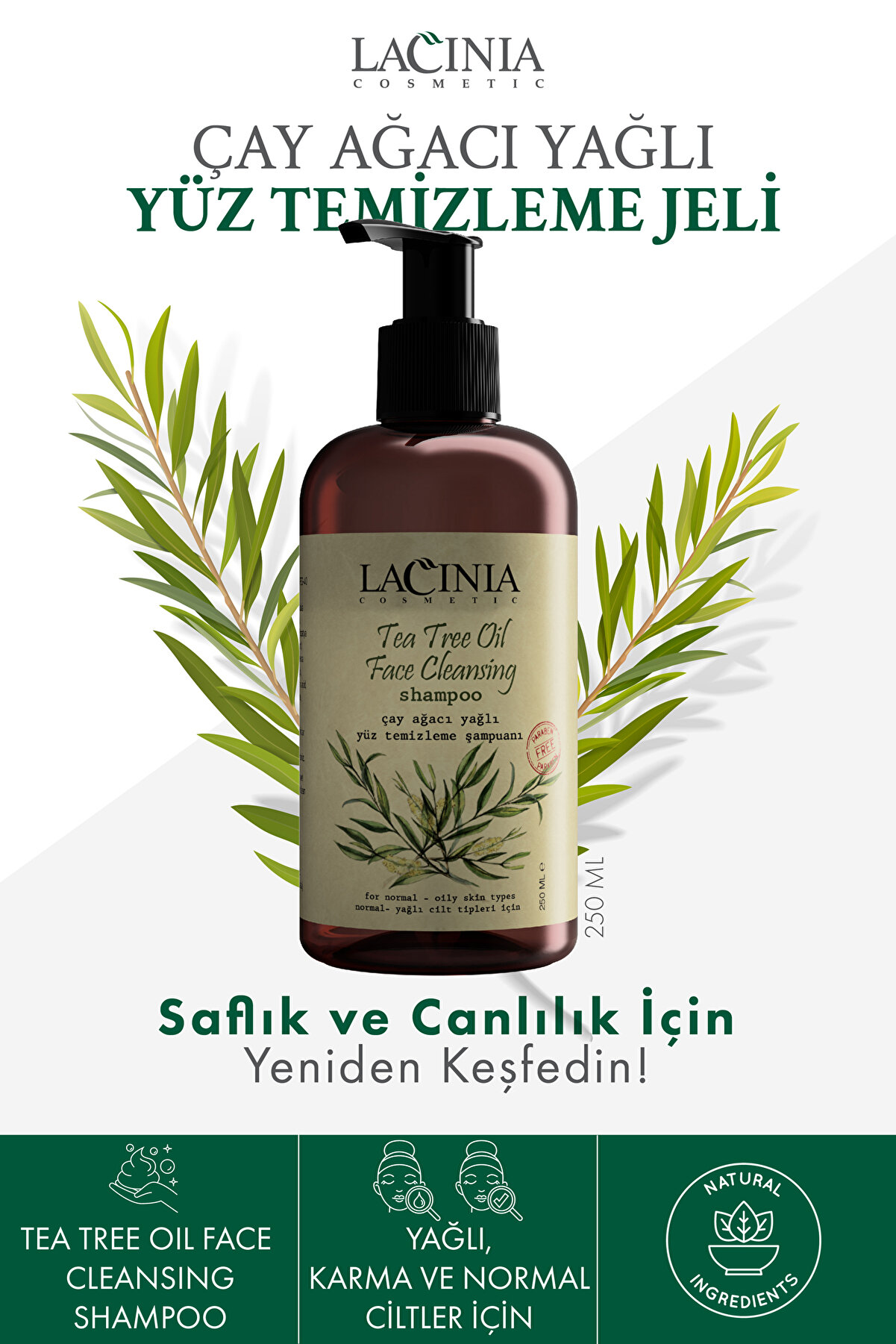 Lacinia Lacına Çayağacı Yağlı Yüz Temizleme Şampuanı 250 ml