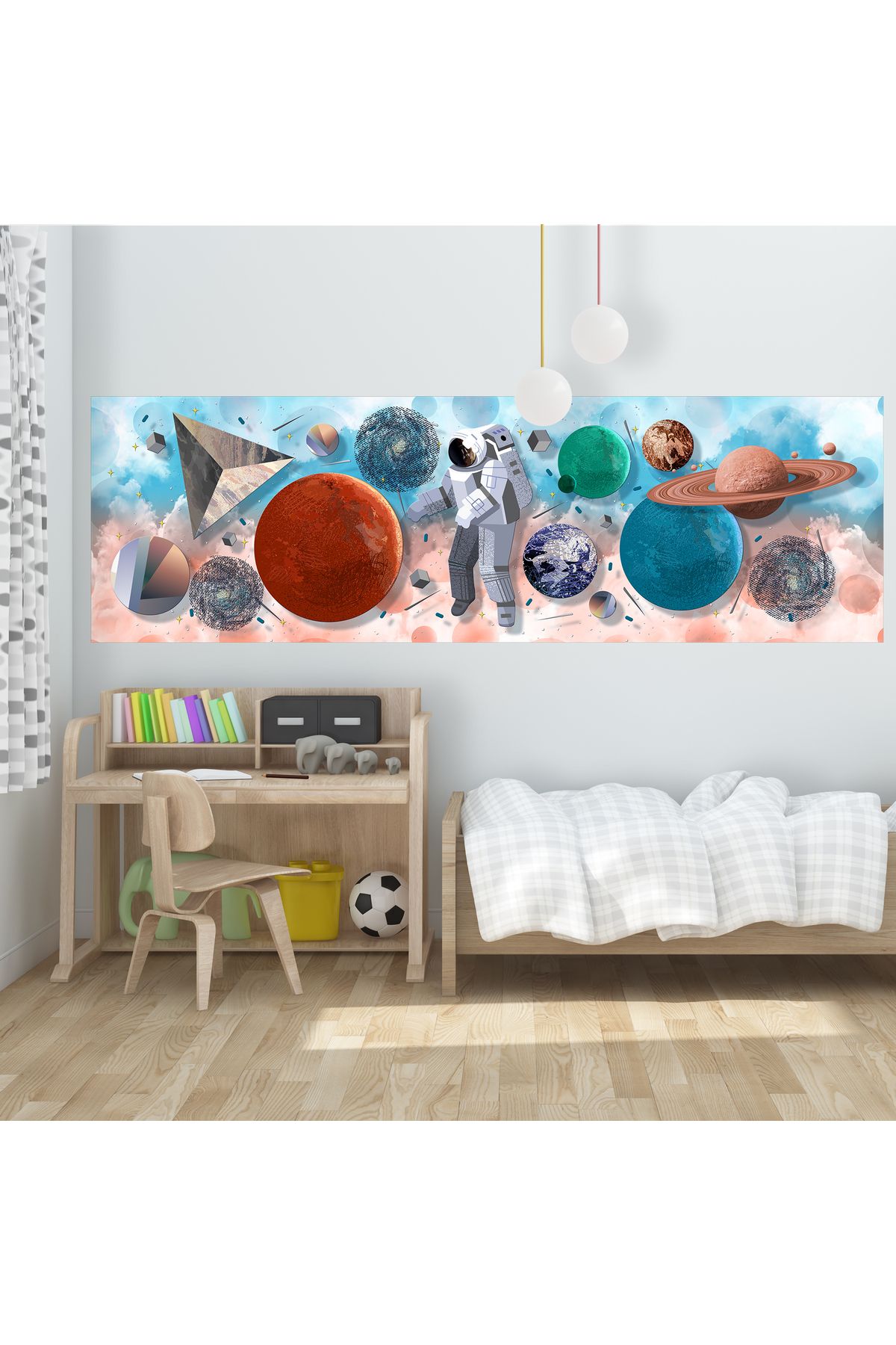 dreamwall Çocuk Odası Astronot Ve Galaksi Desenli Tek Parça Kumaş Duvar Sticker(Gen:144 Yüksek:44)