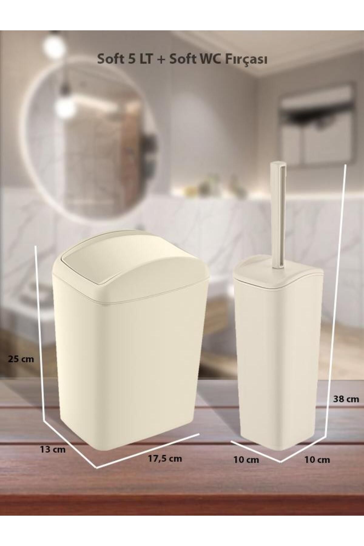 SmartWare Soft Çöp Kovası ve Wc Fırçası Latte