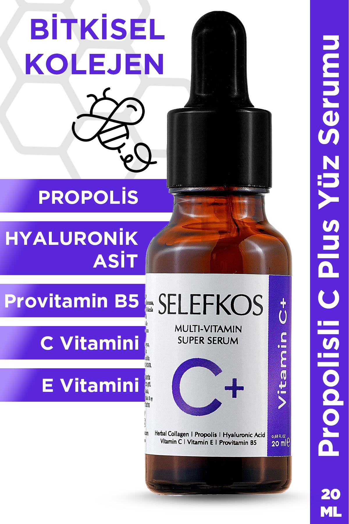 Selefkos Leke Karşıtı C Vitamini Yüz Serumu Konsantre Yoğun Bakım ile Provitamin B5 ve Propolisli Formül 20ML