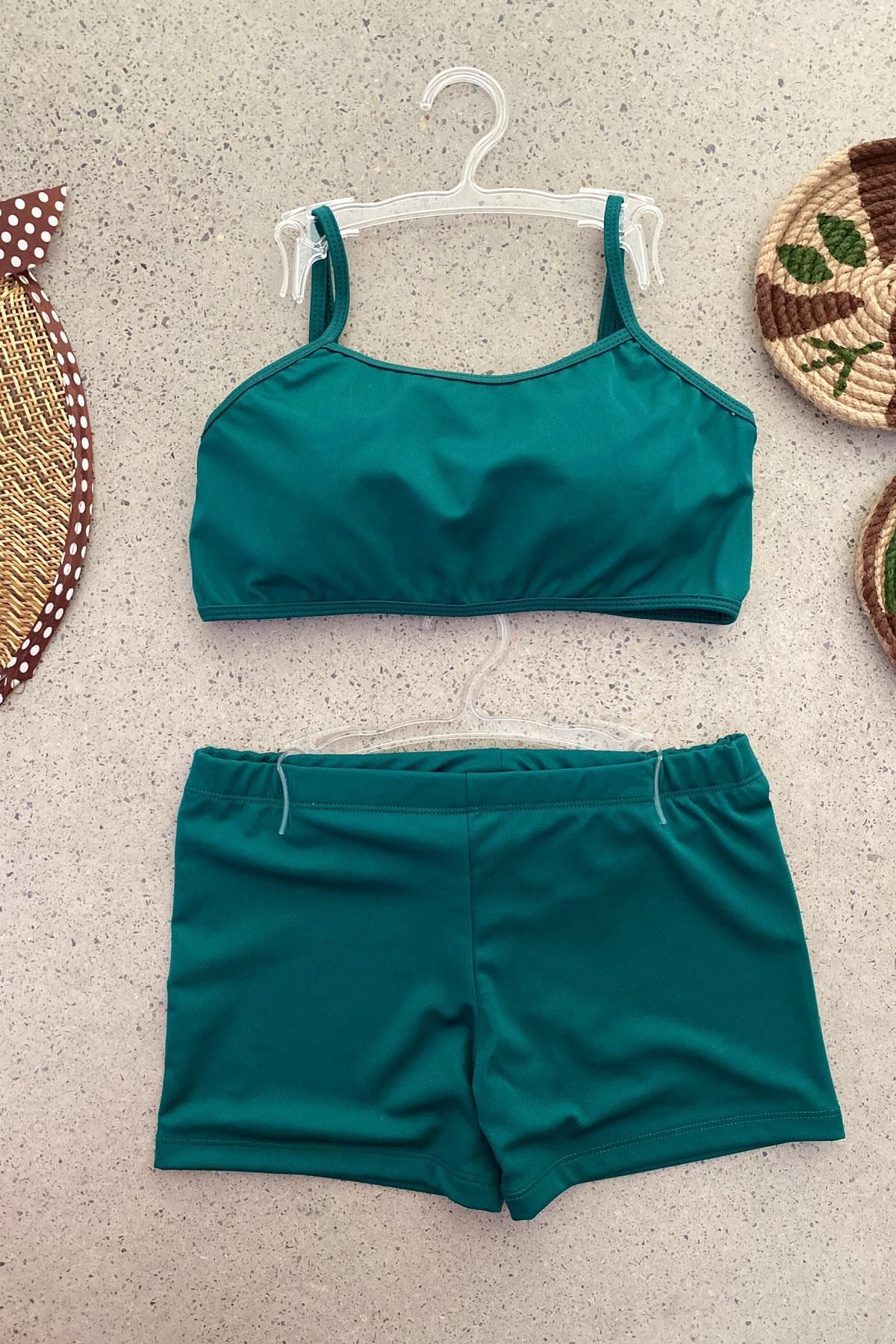 Starinci Mayo Genç Kız Sporcu Bady Bikini Takımı Yeşil