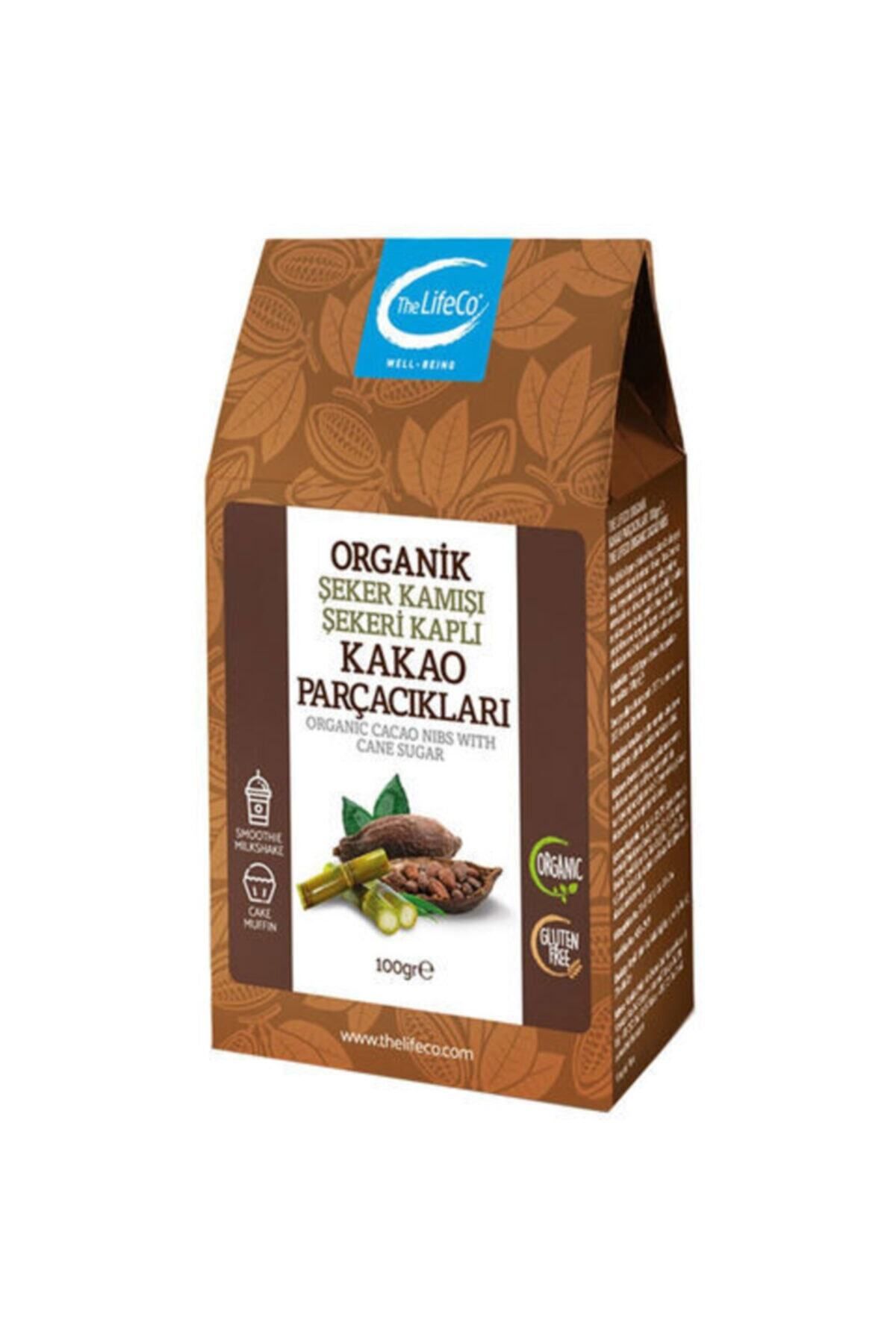 TheLifeCo Organik Şeker Kamışı Kaplı Kakao Parçacıkları 100 G (GLUTENSİZ)