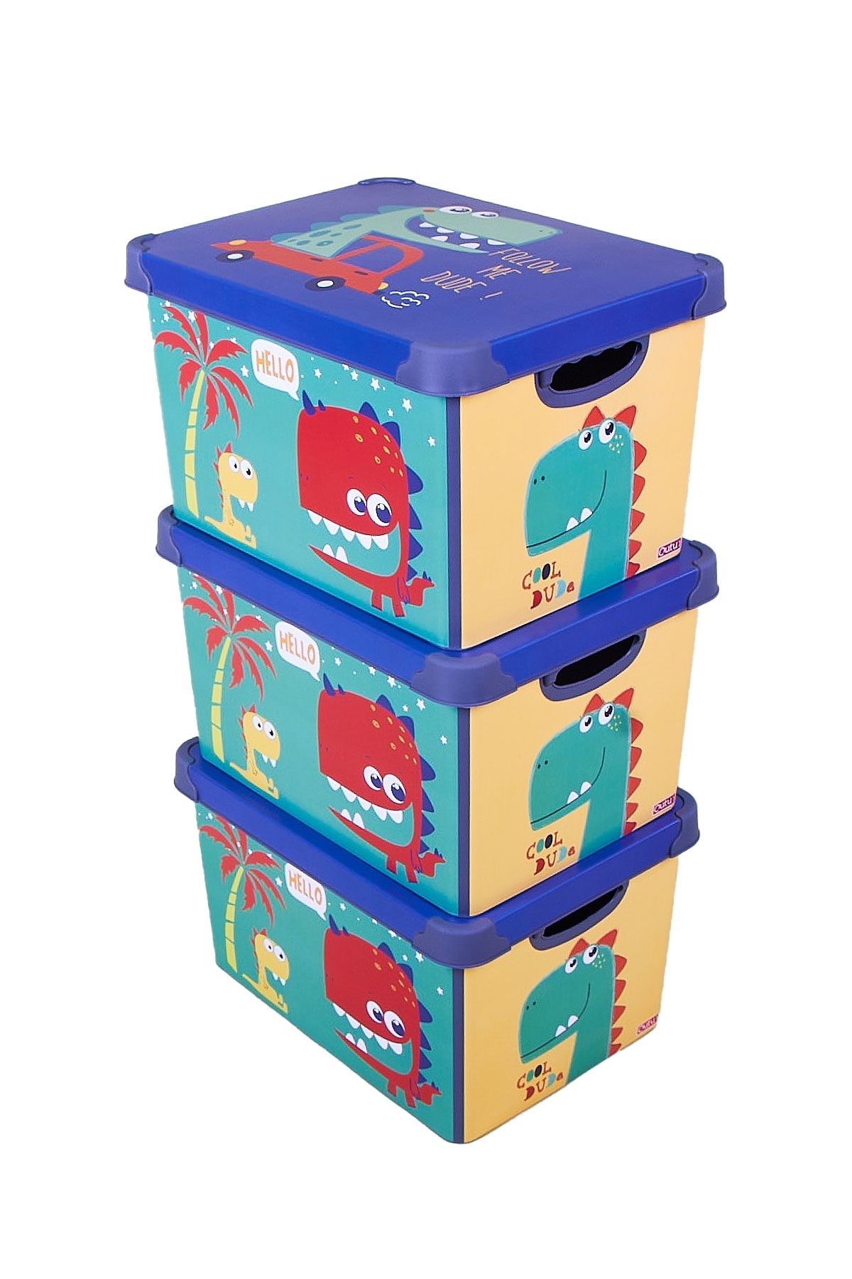 QUTU Style Box Dude Dekoratif Oyuncak Kutu Seti - 3x 17litre