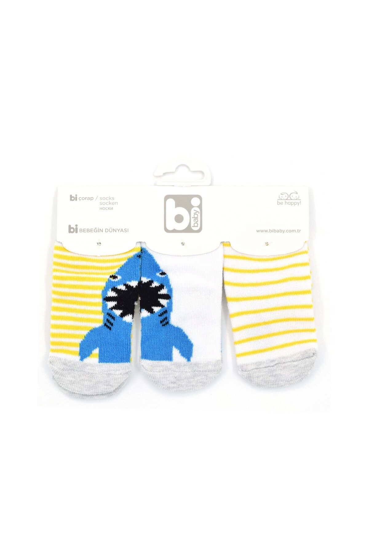 Bibaby Shark 3'lü Bebek Çorabı 68215