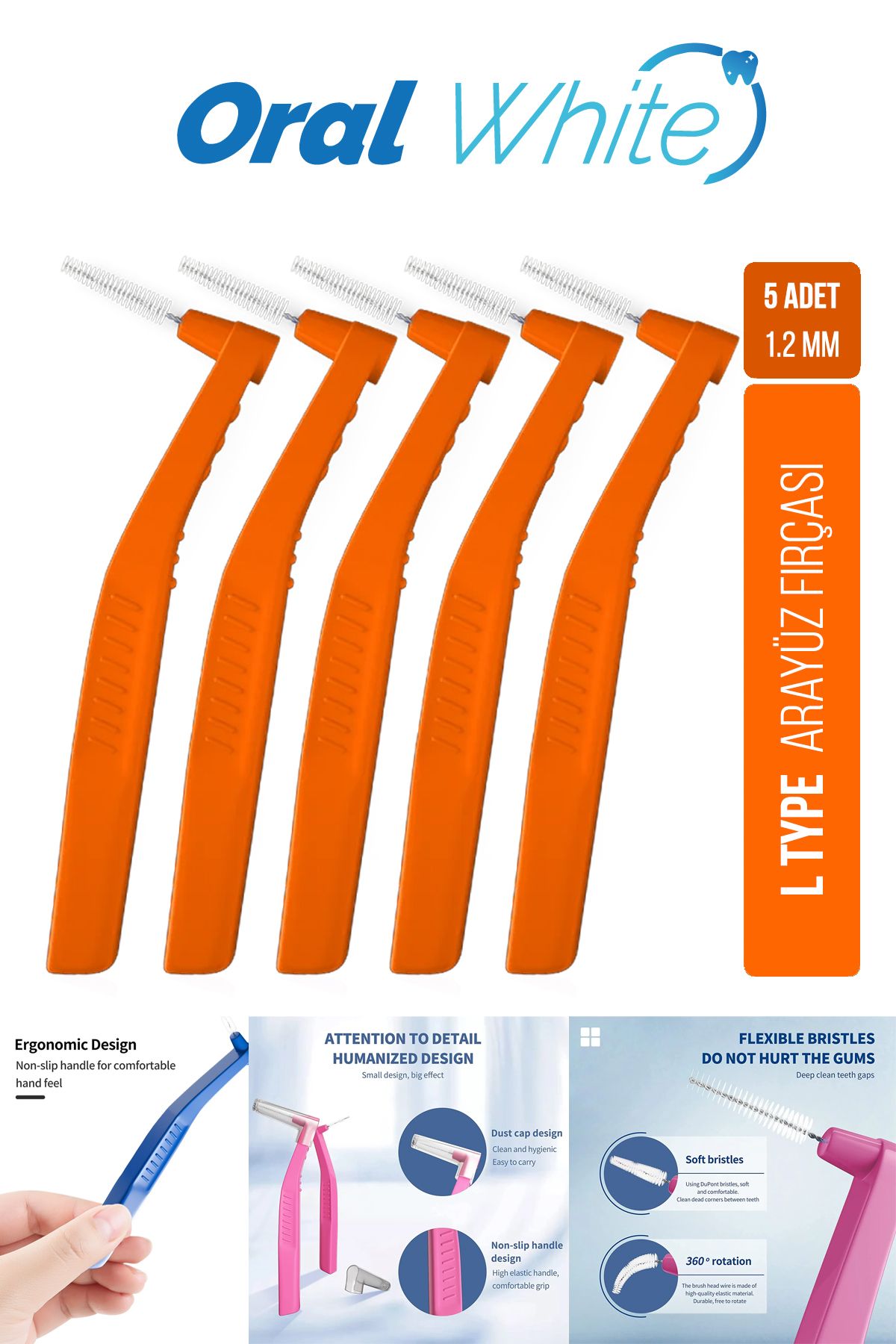 Oral White Arayüz Fırçası Turuncu 1.2 Mm Cleaning Pro 5 Adet