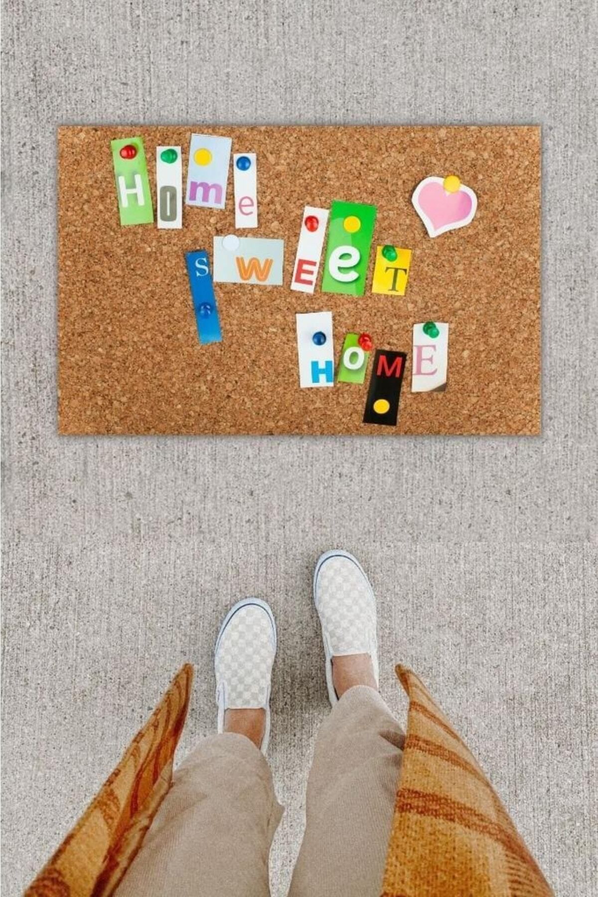 Zühre foot rest Dijital Baskı Dekoratif Home Sweet Home Çok Renkli Kapı Önü Paspası