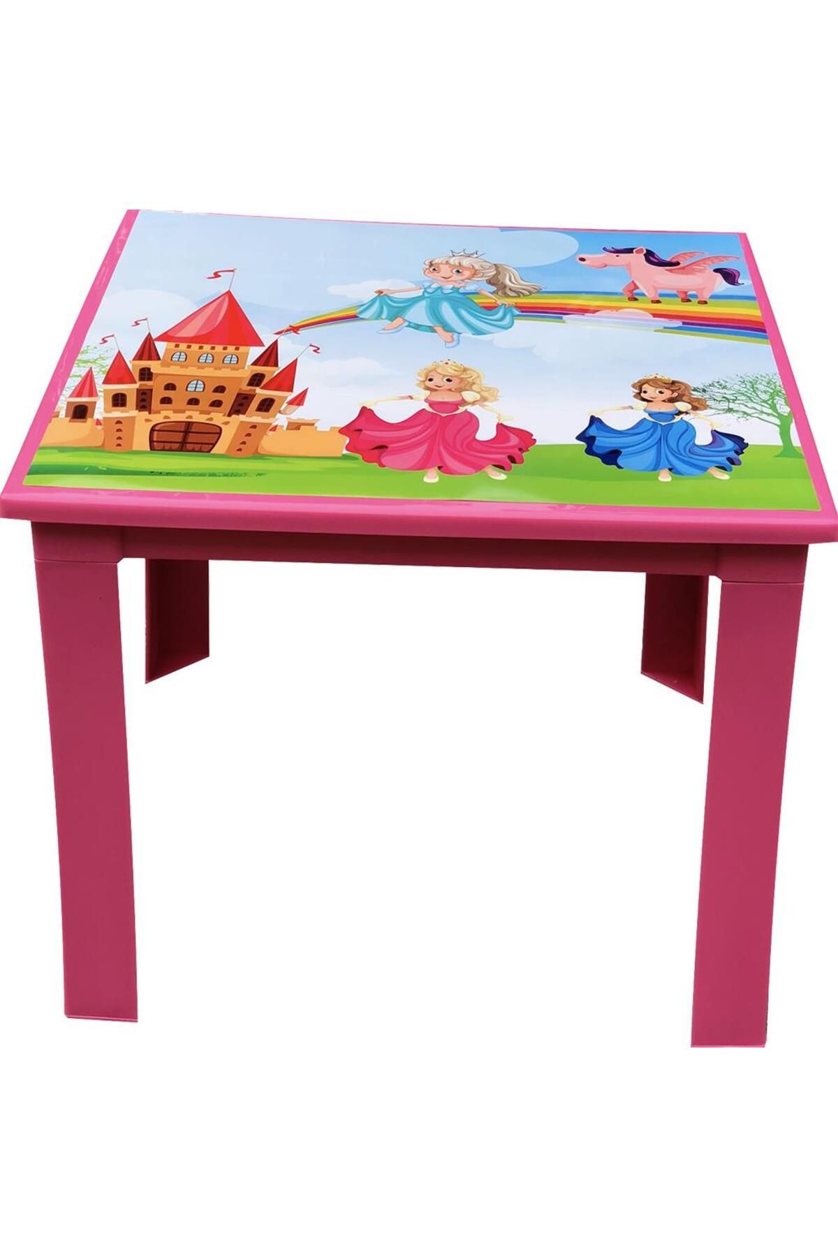 Fiore Çocuk Masası Plastik Pembe Prenses Resimli H40 1-3 Yaş Için