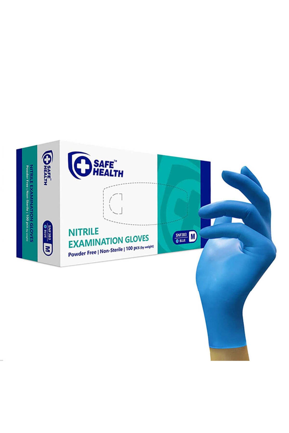 SafeHealth Safe Health Mavi Nitril Pudrasız Muayene Eldiveni (100'lü Paket) Medium