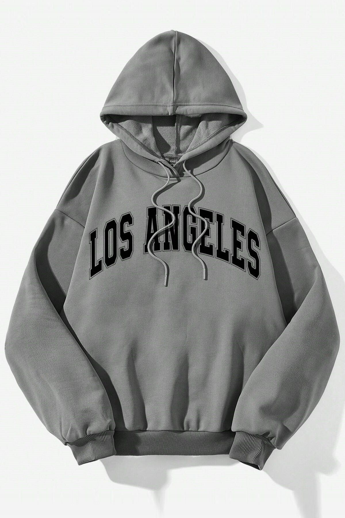 MODAGEN Unisex Füme Los Angeles Baskılı 3 İplik Oversize Sweatshirt
