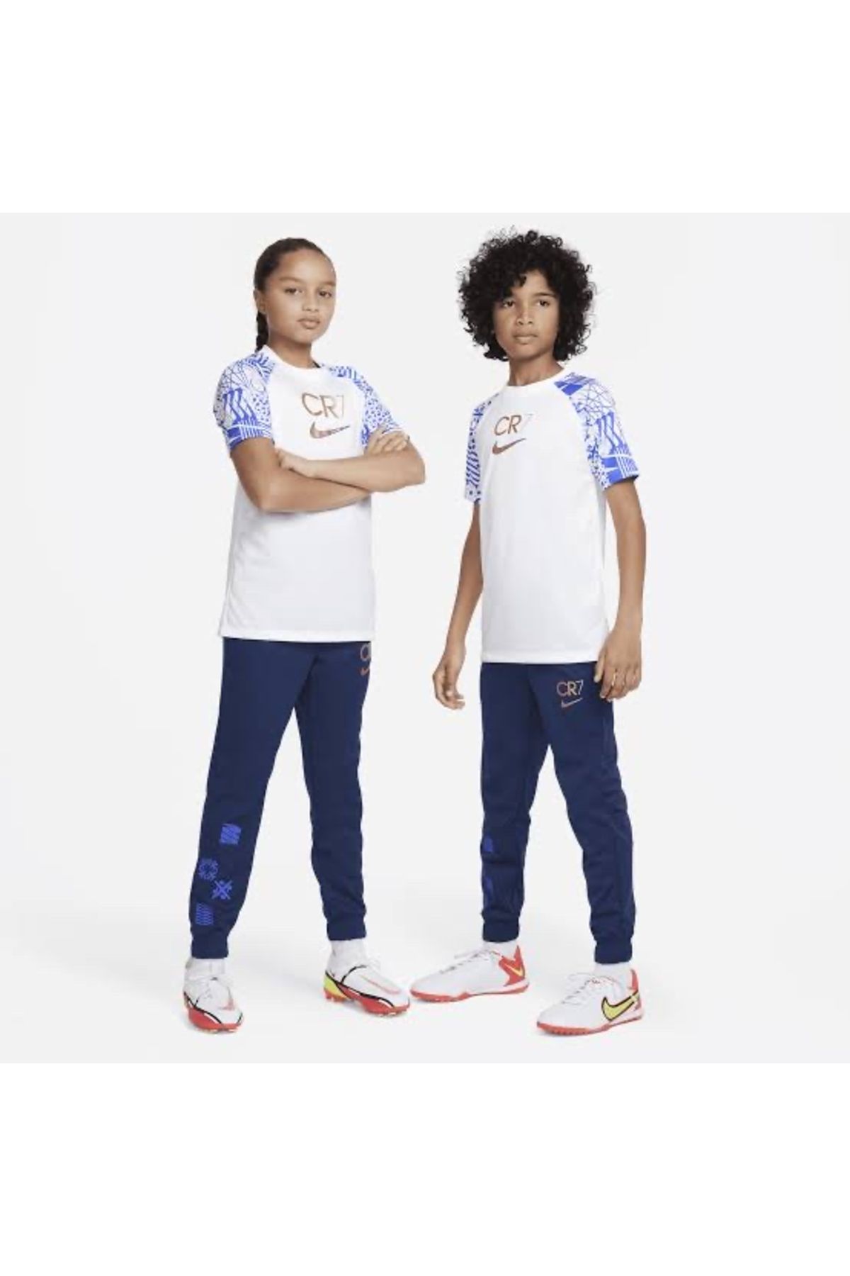 Nike Cr7 Çocuk Football T-Shirt White/Blue