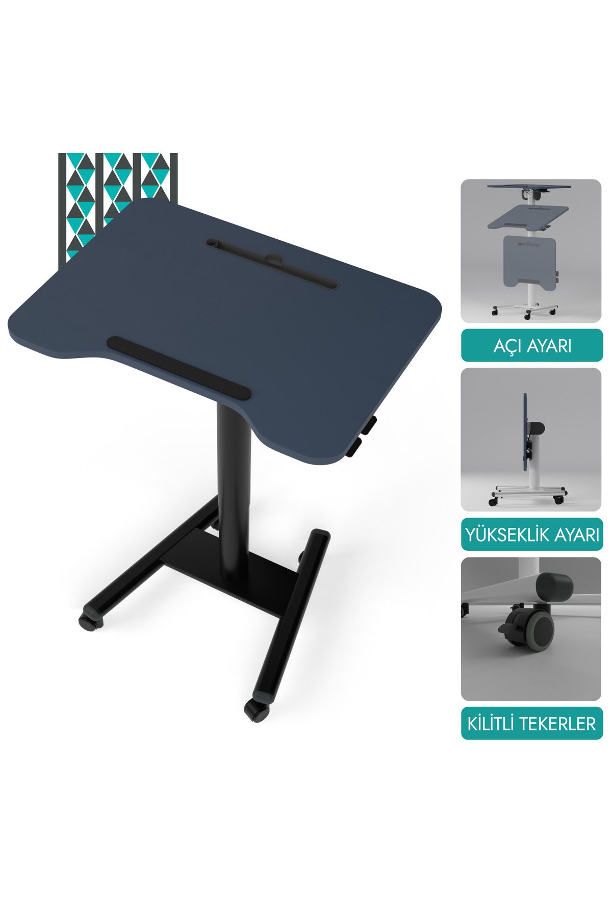 KARR OFFICE D-Flex Mobil Çalışma Masası | Yükseklik ve Açı Ayarlı Masa | Yükseklik Ayarlı Masa | Laptop Masası