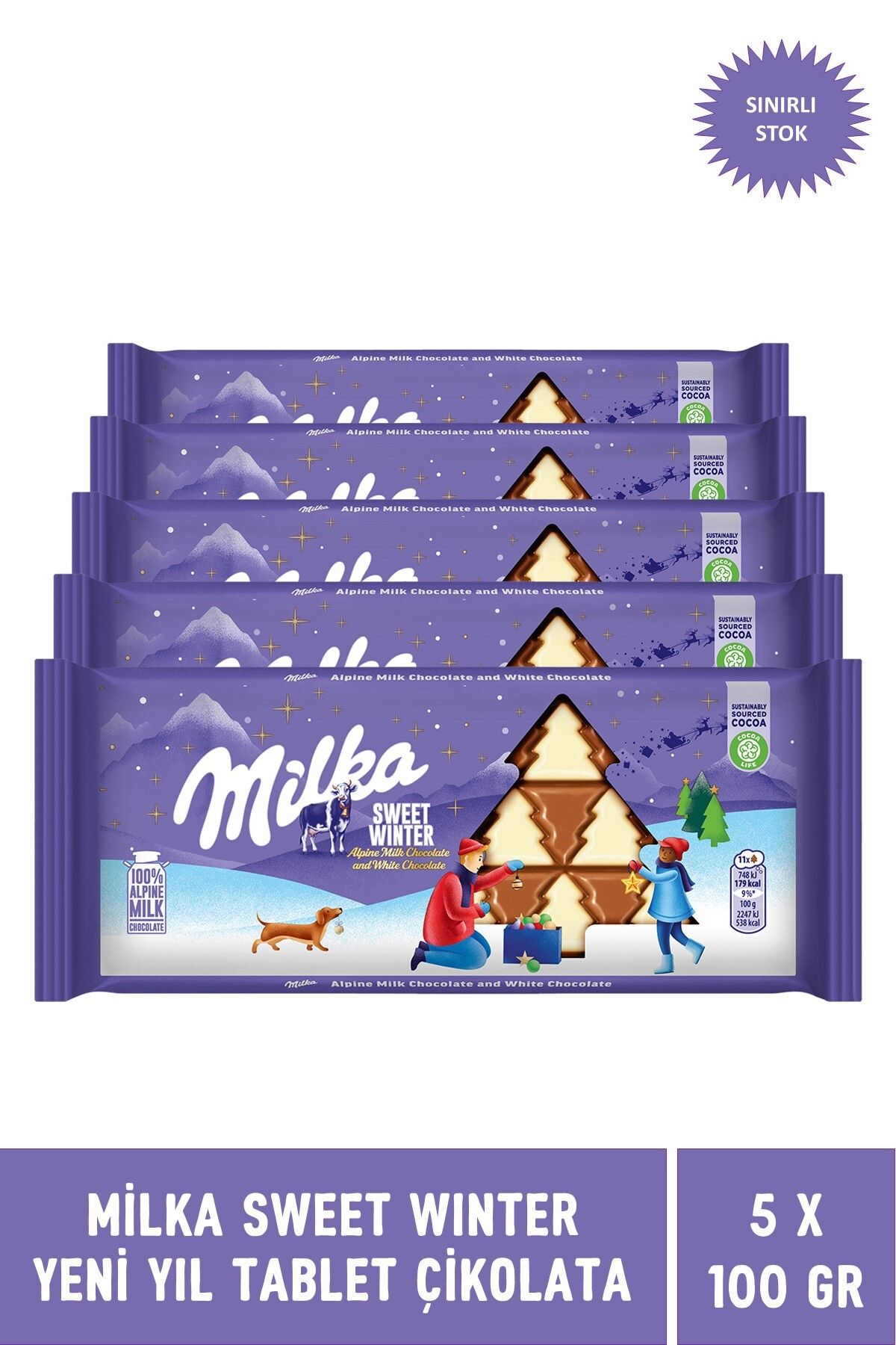 Milka Sweet Winter Yılbaşı Tablet Çikolata 100 gr - 5 Adet