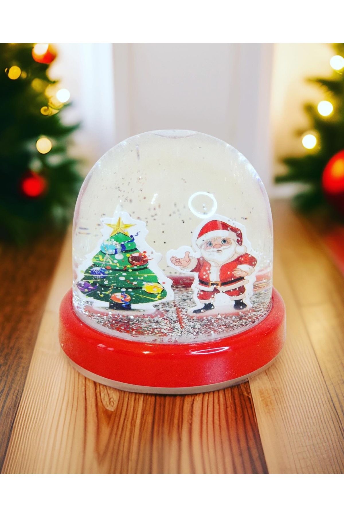 Oyunchak Yılbaşı Hediyelik Noel Baba ve Çam Ağacı Cam Küre