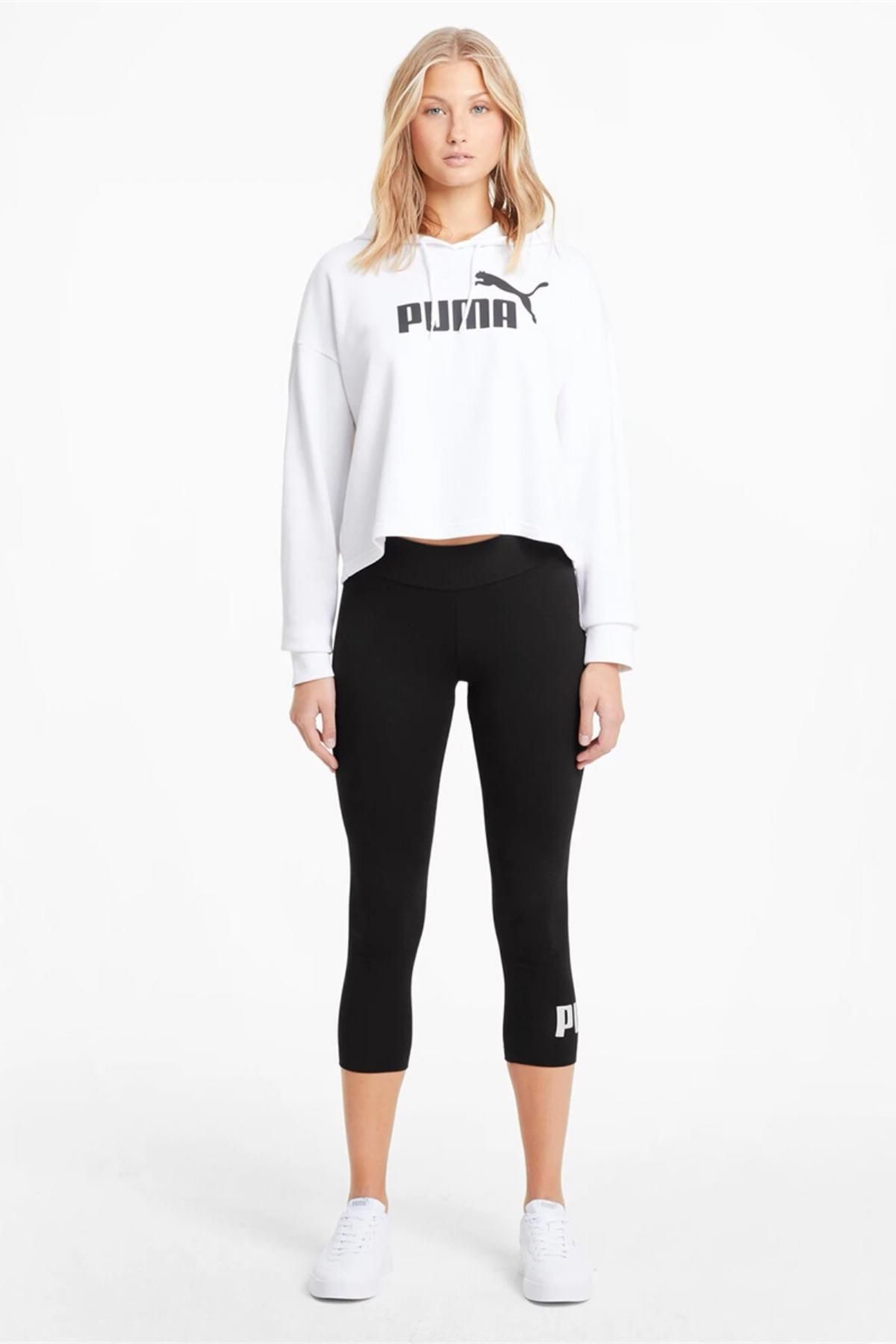 Puma Kadın Siyah Ess 3/4 Logo Leggings Günlük Stil Tayt