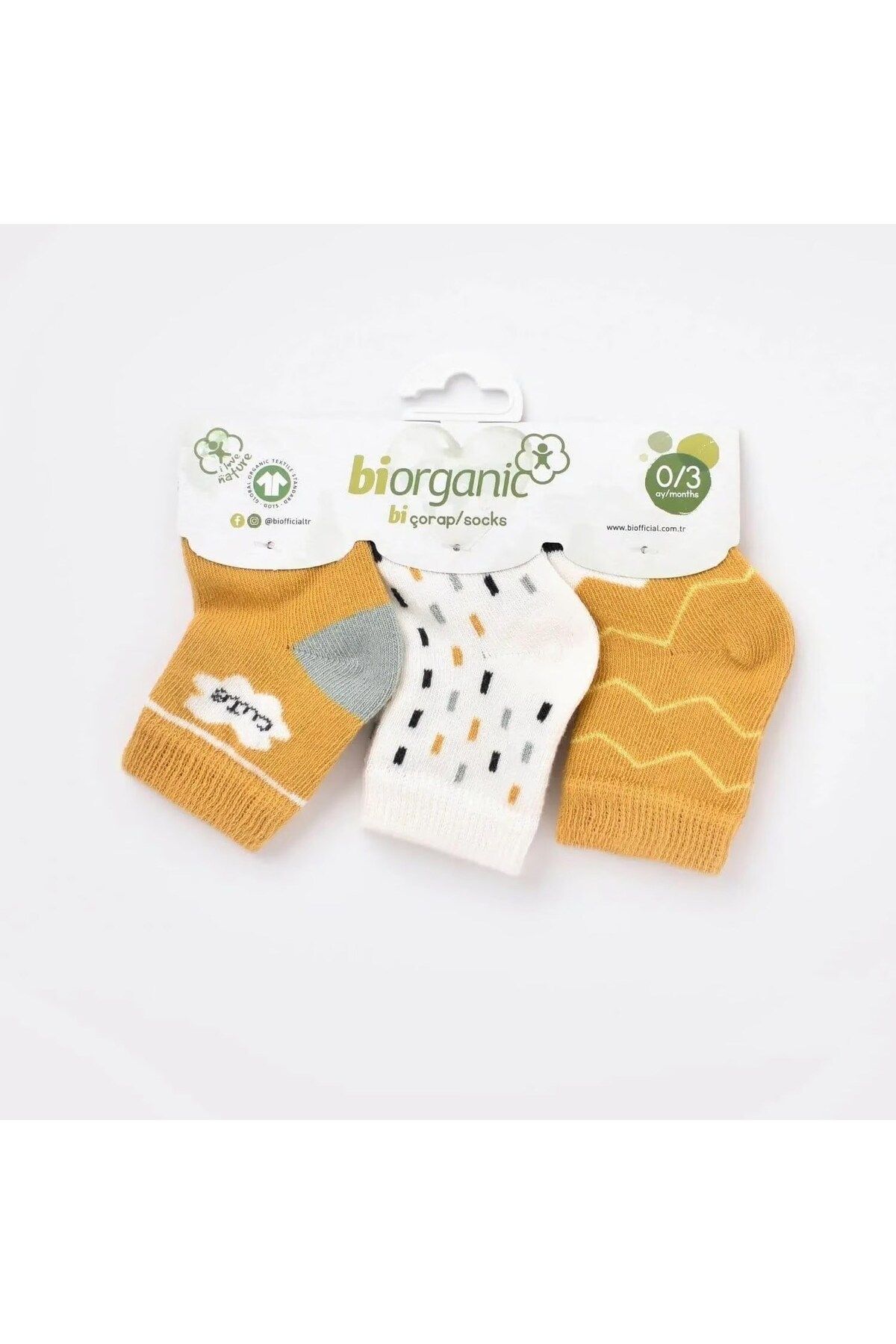 Biorganic Cute 3'lü Bebek Çorabı 68448