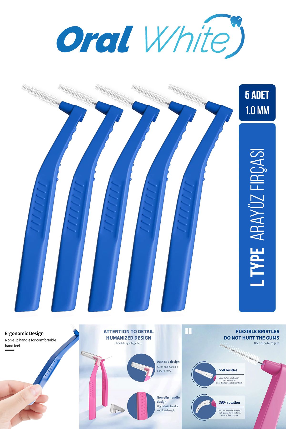 Oral White Arayüz Fırçası Mavi 1.0 Mm Cleaning Pro 5 Adet