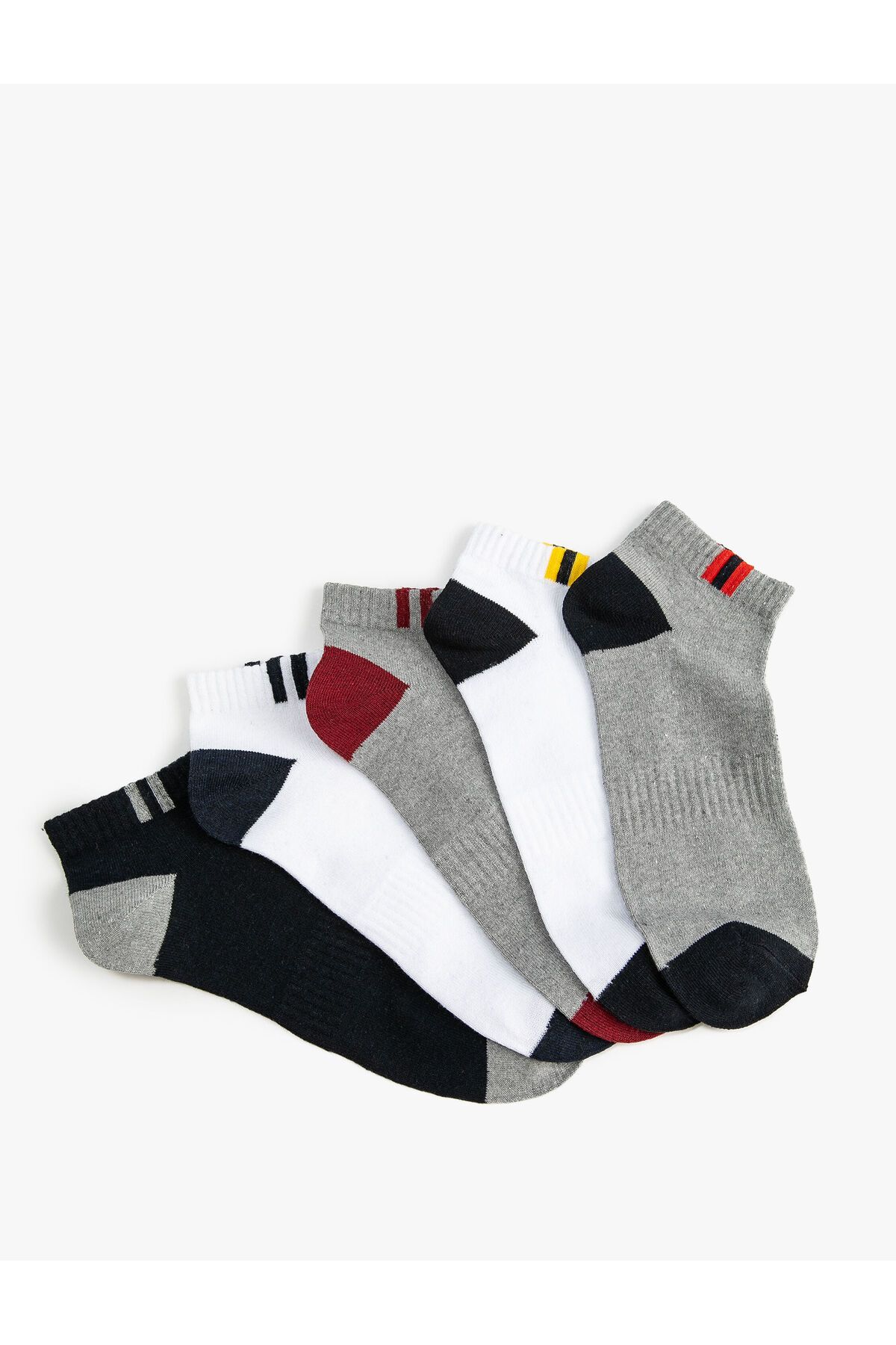 Koton 5'li Patik Çorap Seti Çok Renkli Şerit Detaylı