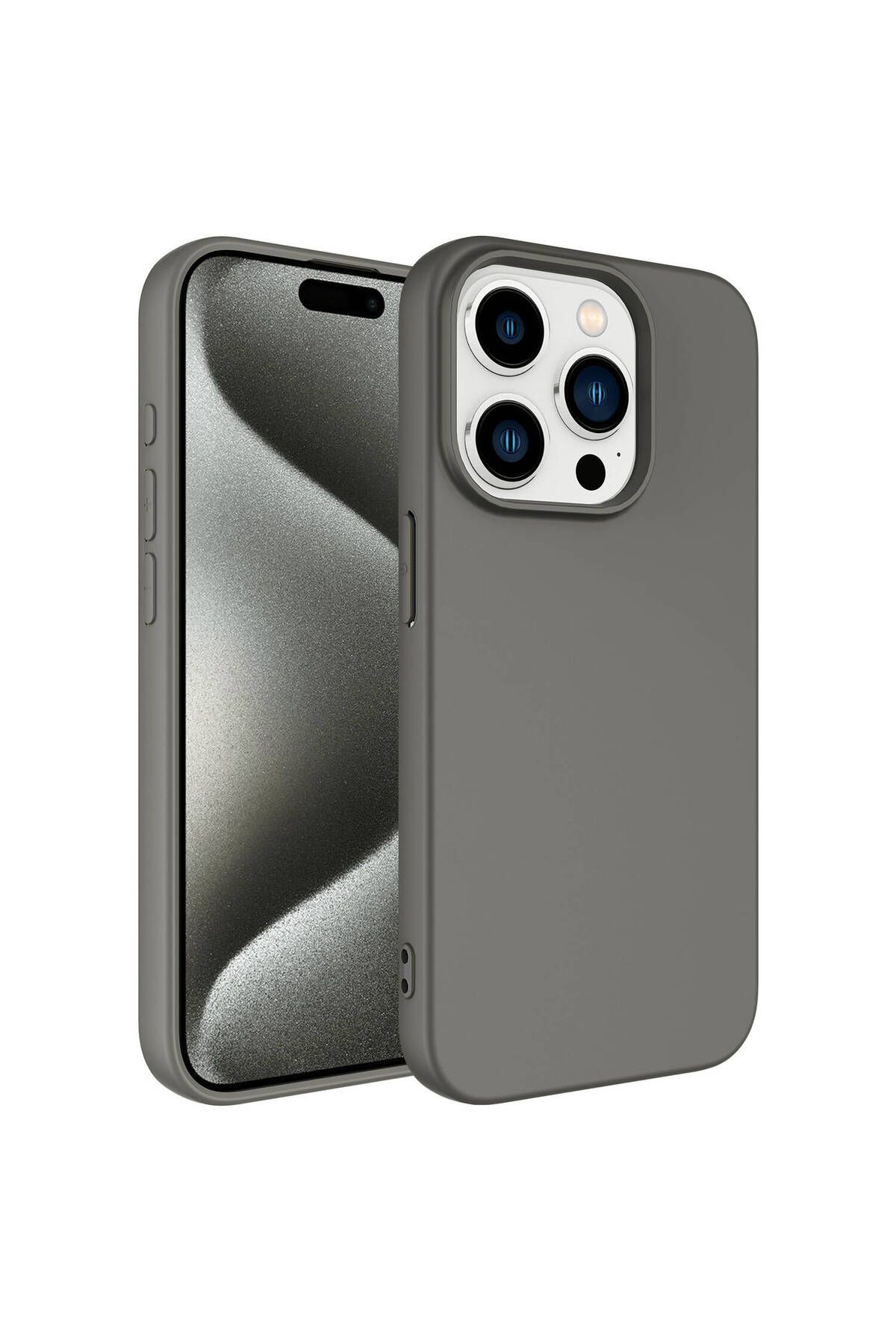Fibaks Apple iPhone 15 Pro Kılıf Kadife Lansman Soft Yumuşak Liquid Silikon Kamera Korumalı Kapak