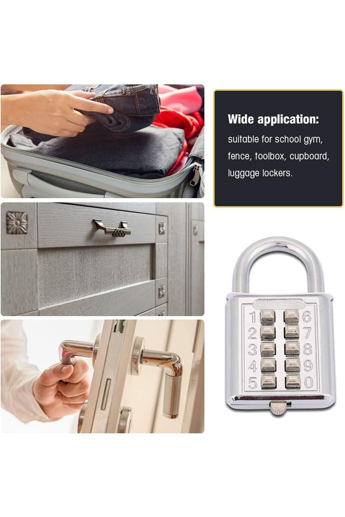 Uniquem 10 Şifreli Dokunmatik Basmalı Şifreli Kilit Bagaj Valiz Çanta Dolap Güvenlik Kilidi XK413