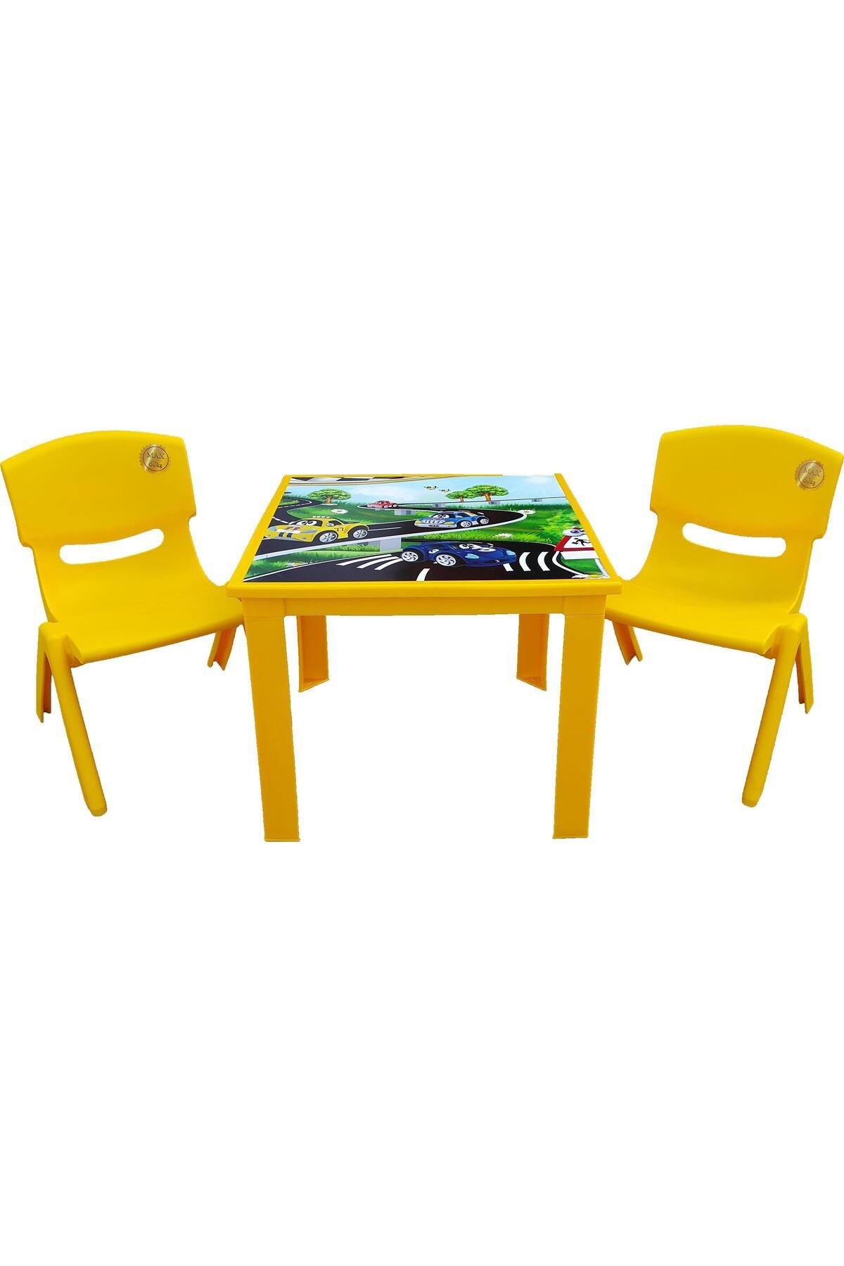 Fiore Çocuk Masa Sandalye Takımı Sarı Araba 2s 1-3 Yaş Için