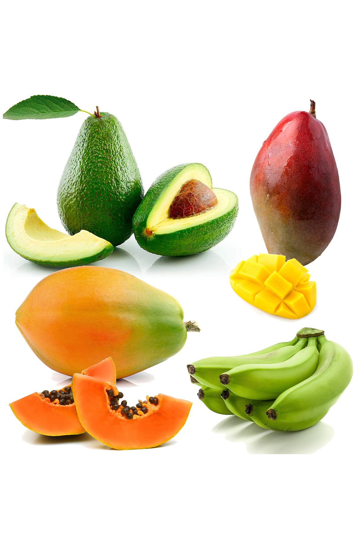 Gülen Bahçe Egzotik Meyveler Paketi - Mango, Papaya, Avokado, Muz Karışık Paket - Doğal Dalından