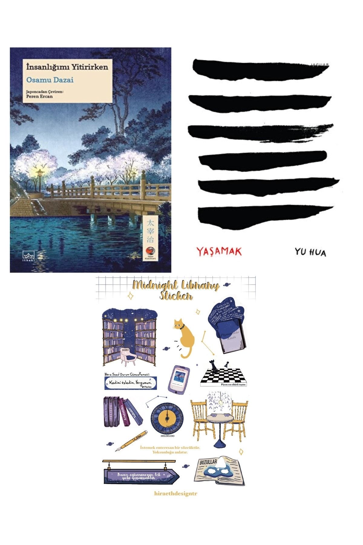 İthaki Yayınları İnsanlığımı Yitirirken(Osamu Dazai)+Yaşamak (Yu Hua) + Özel Sticker Hediyeli