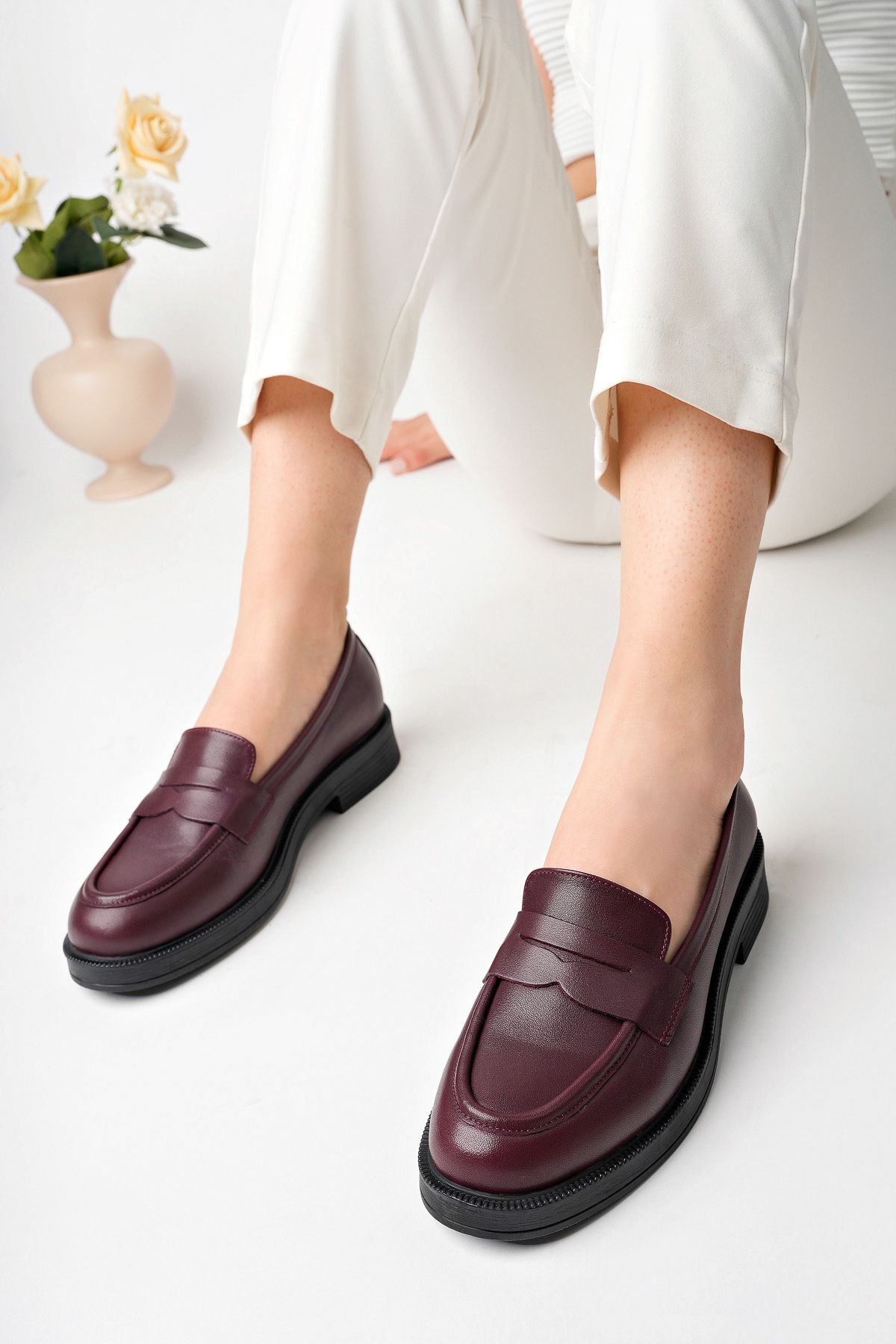 Chios Hakiki Deri Kadın Ayakkabısı Loafer