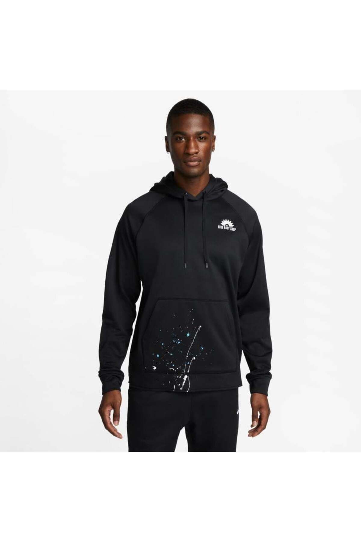 Nike Therma Fit Fleece Top Dye Erkek siyah spor Sweatshirt dv9906