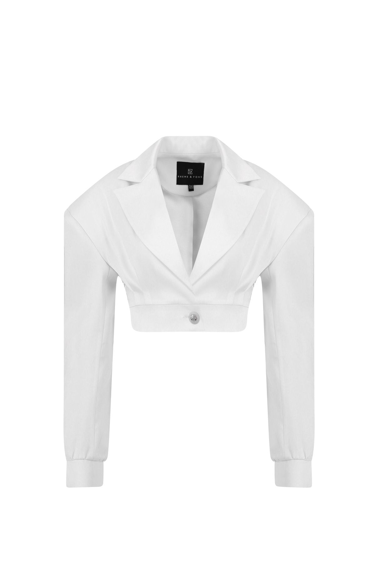 Rheme And Fons Özel Tasarım Couture El Işçiliği Düğme Detay Beyaz Kadın Blazer Ceket