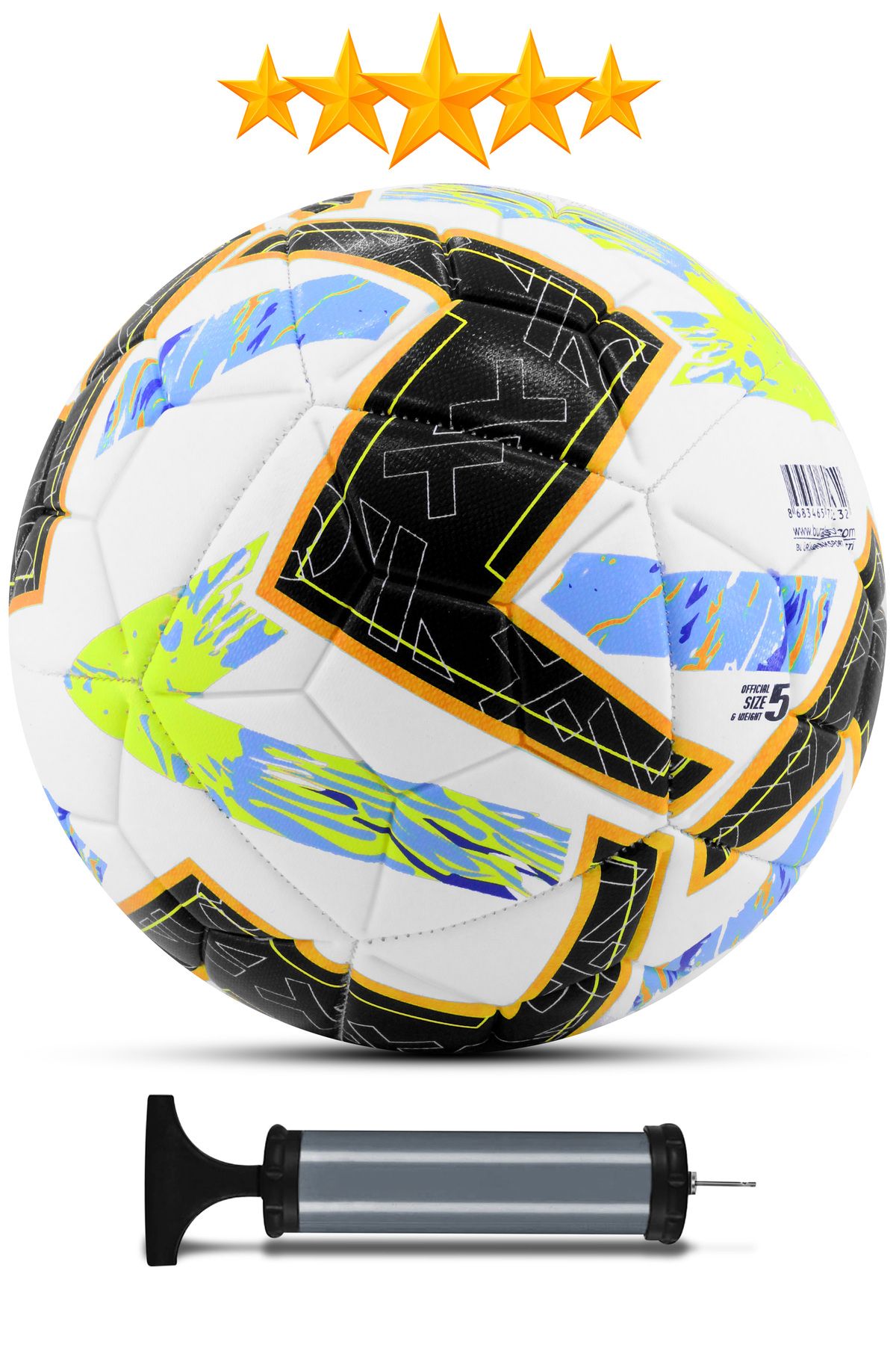 Telvesse Orijinal Futbol Topu Lightning Pompalı Sert Zemin Halı Saha Futbol Topu Hibrit No:5