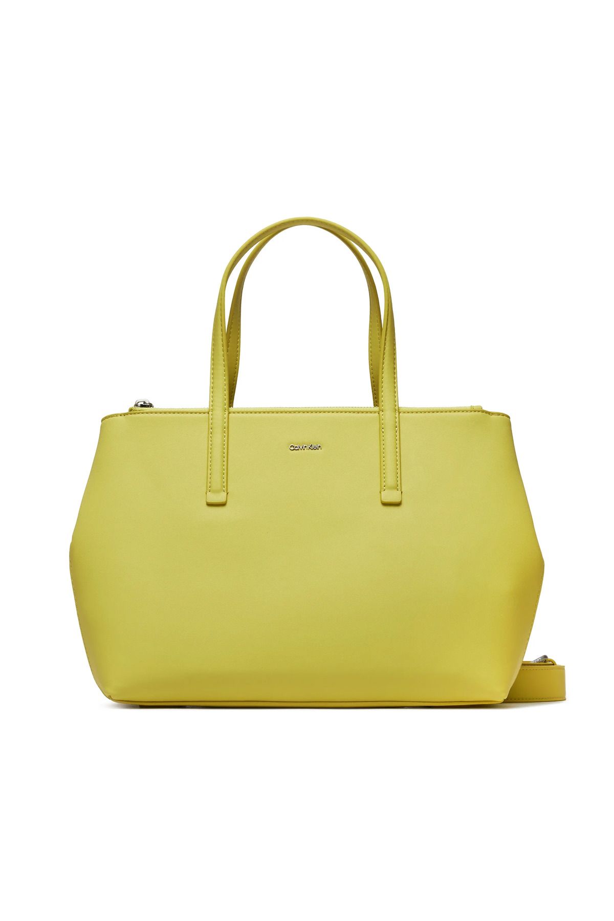 Calvin Klein Kadın Deri Marka Logolu Fermuarlı Günlük Kullanım Sarı Omuz Çantası K60K611441-ZAV