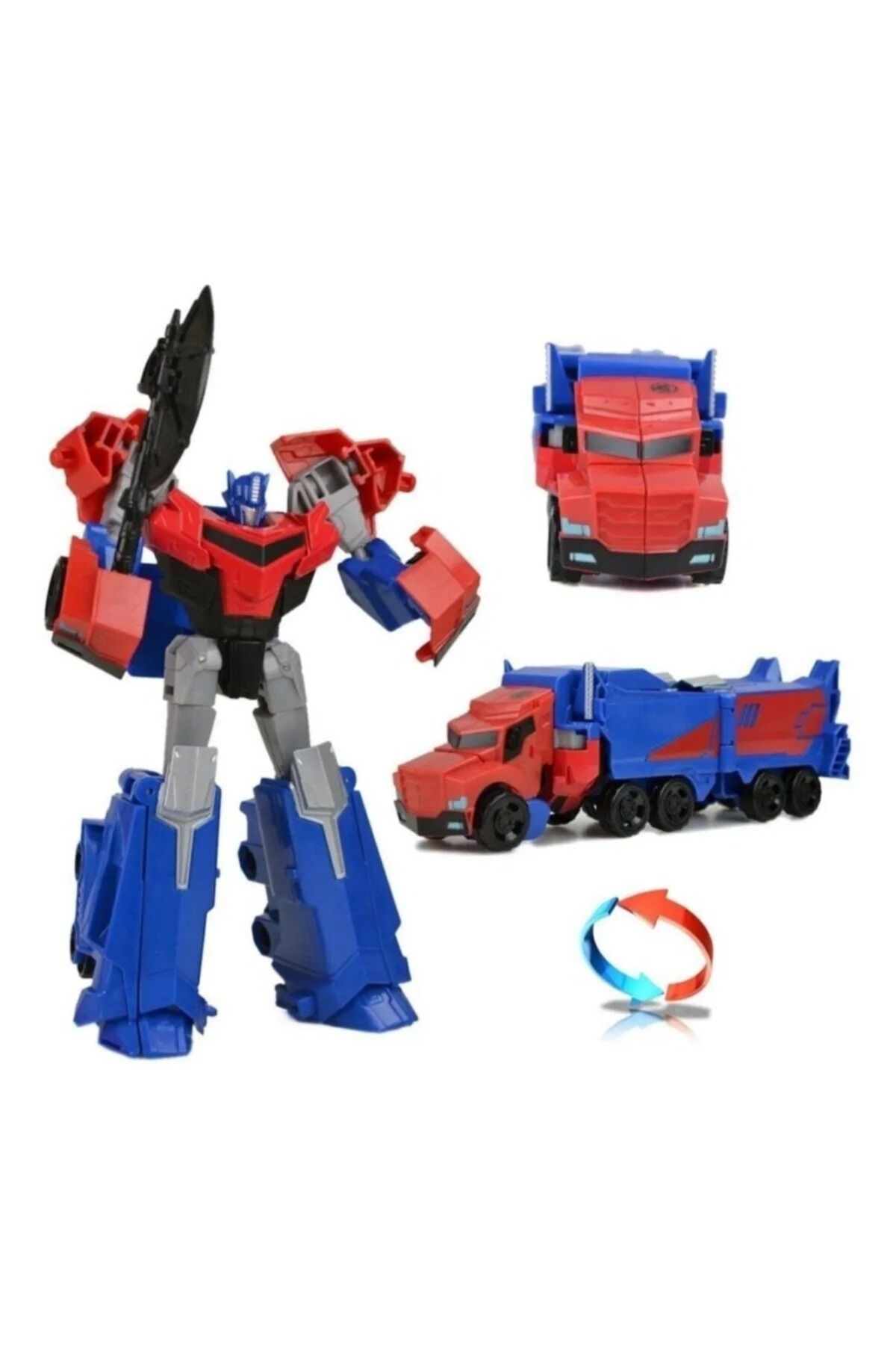 YILDIRIM OYUNCAK Transformers Metal Gövdeli Dönüşebilen Mavi Robot Optimus Prime Araba 20 cm
