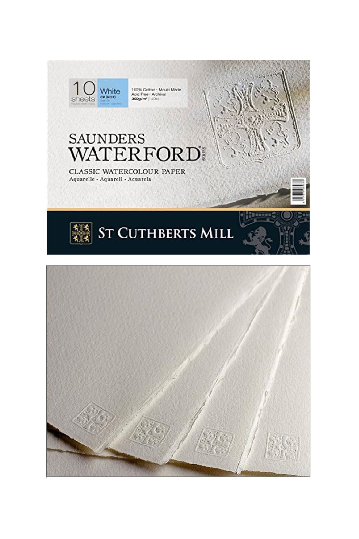 SAUNDERS Waterford Suluboya Kağıdı Cold Press 300 gr 56x76 Cm Tabaka Pamuk 10'lu Paket White