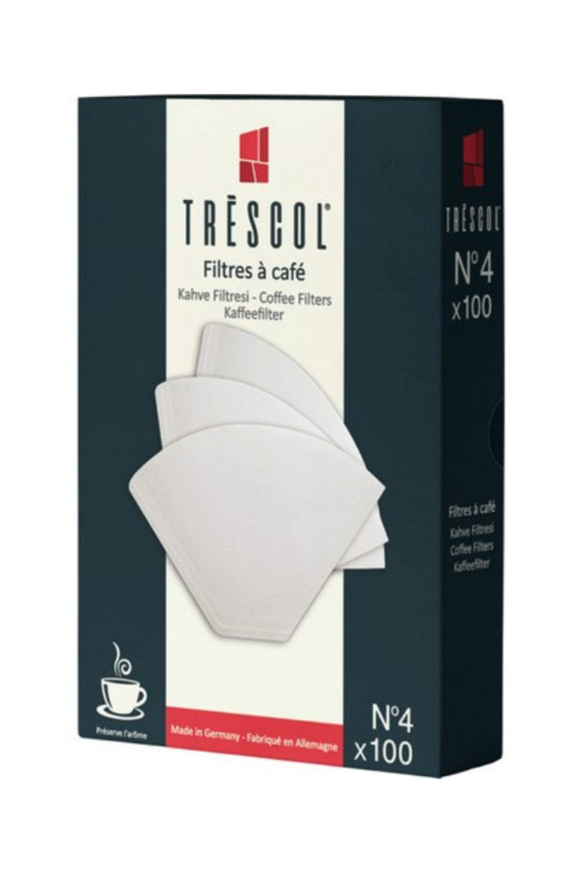 TRESCOL Kahve Filtresi 4 Numara (büyük Boy) 100 'lü Paket (beyaz Kağıt)
