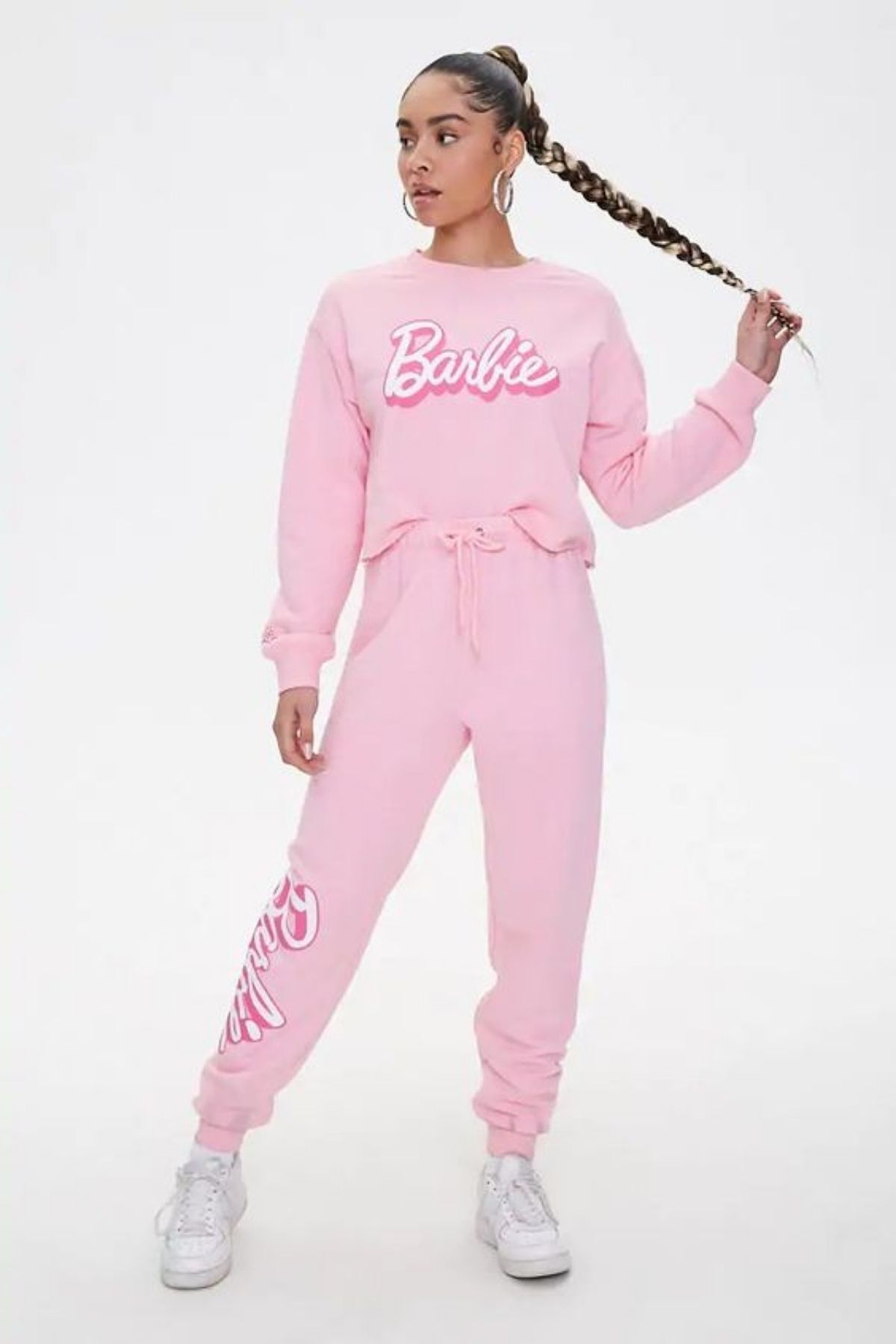 Genel Markalar Barbie Pudra Pembe Üç İplik-3 İplik Büyük Beden Eşofman Takımı