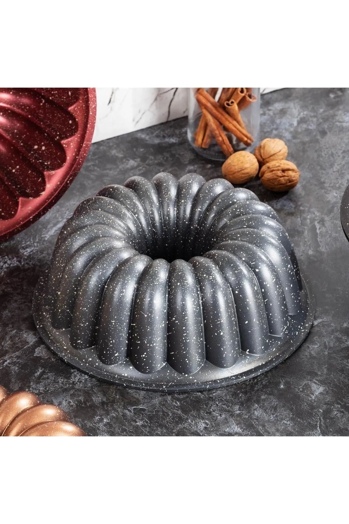 Penguen Aluminyum Döküm Granit Damla Kek Kalıbı siyah renk
