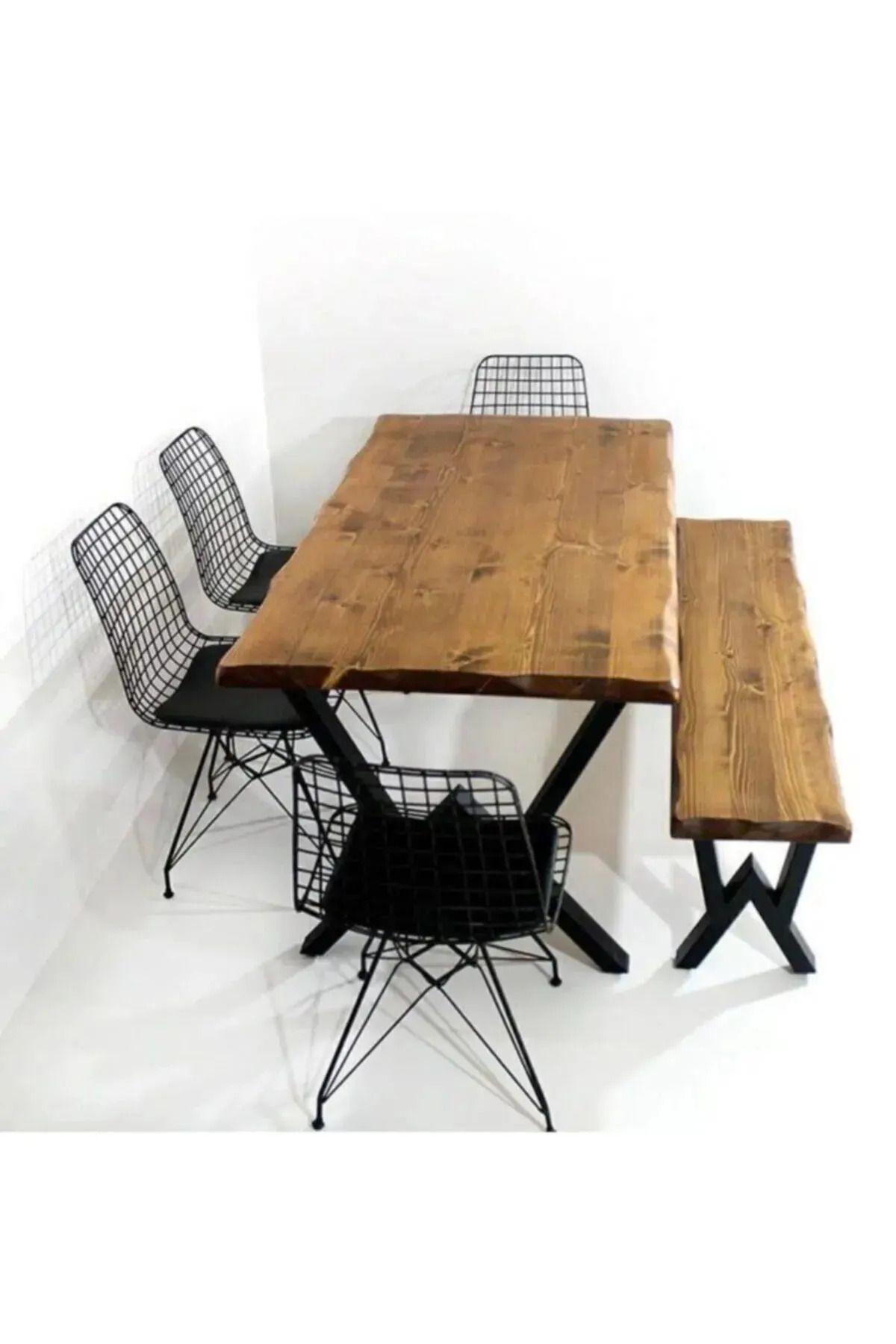 HFAY DESİGN Masif Yemek Masası Banklı Sandalyeler Hariç 80x130