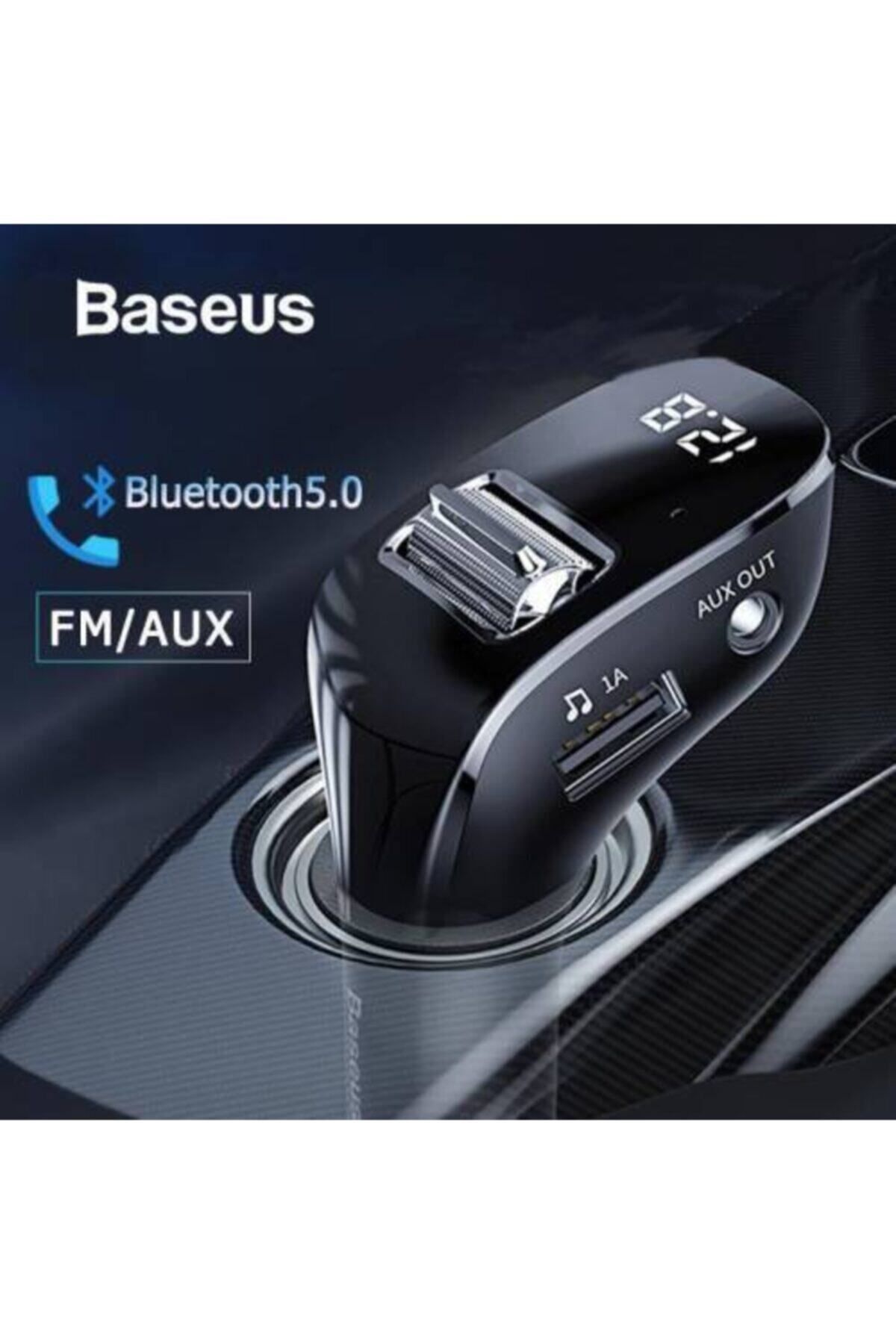 Baseus Bluetooth Araç Şarjı Mp3 Fm Transmitter Araç Müzik Adaptörü Çift Usb Aux, Flash Müzik Dinleme