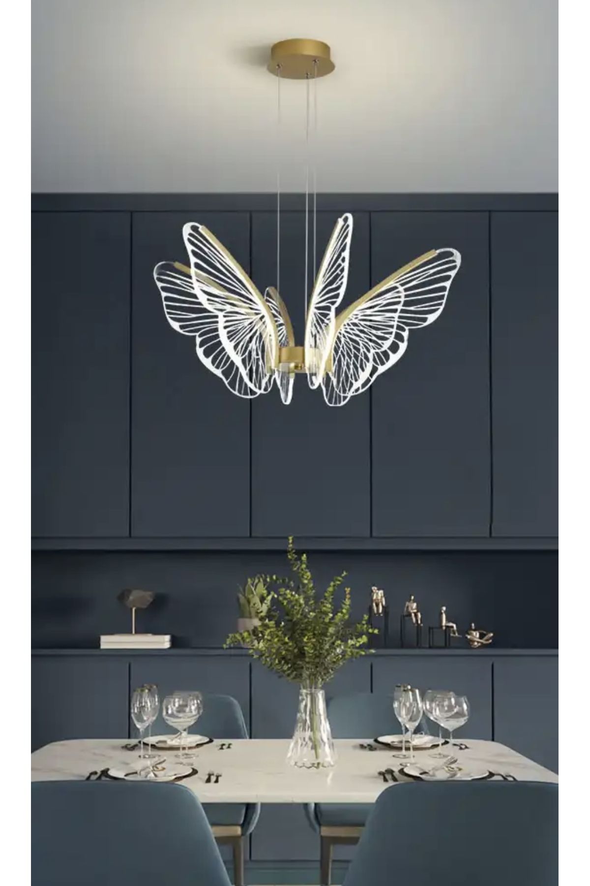 Buiva Luxury Exclusive Modern Led Avize Butterfly Kelebek Gold Sarı Kademeli 3 Renk