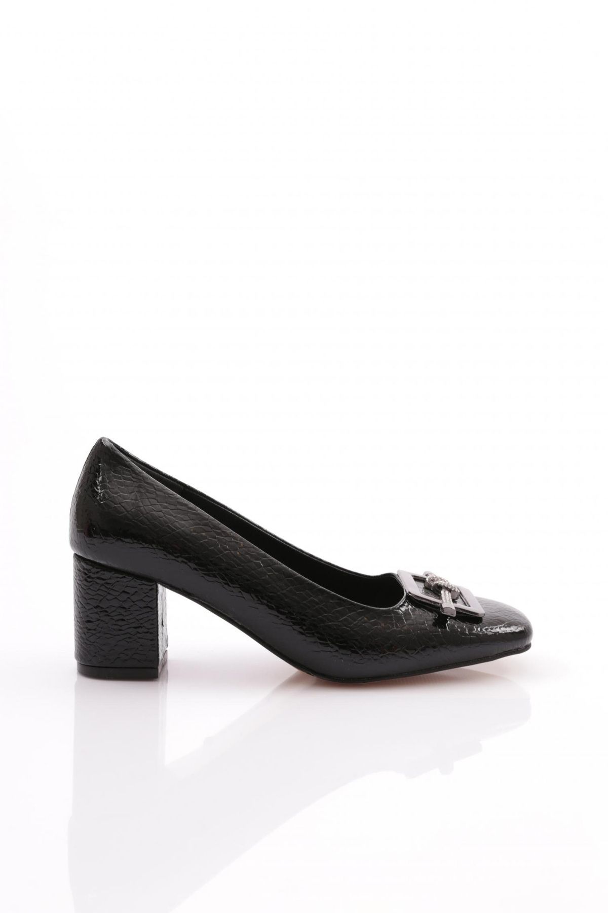 Dgn K111 Kadin Kare Tokali Simli İp Detayli Topuklu Ayakkabı