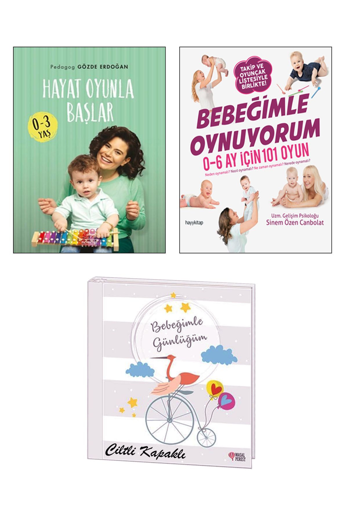 Hayykitap Hayat Oyunla Başlar Gözde Erdoğan + Bebeğimle Oynuyorum + Ciltli Spiralli Bebek Günlüğü / 3lü Set