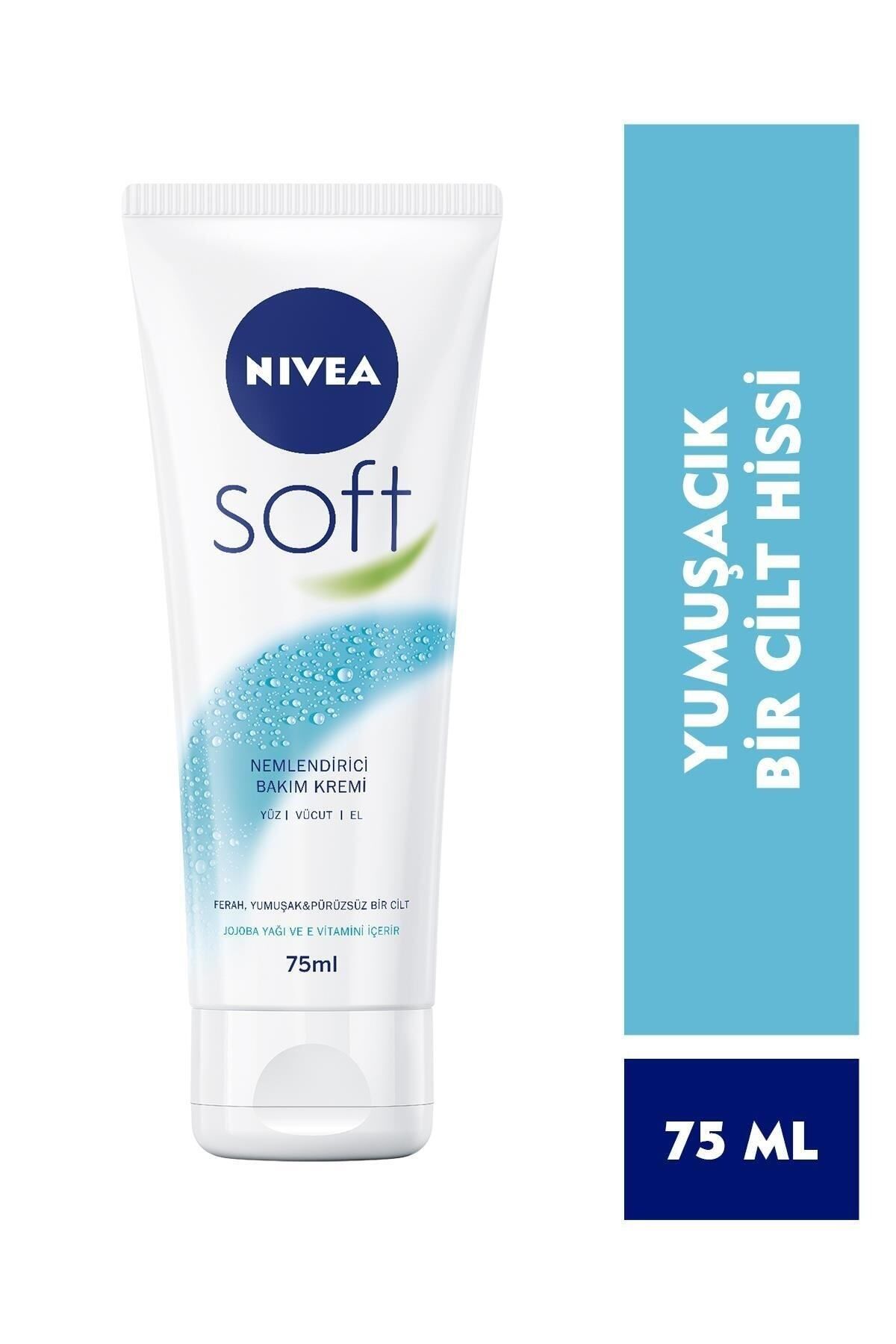 NIVEA Soft Cream 75ml, Moisturizing Care Cream, Face, Body, Hand, Skin Care with Jojoba Oil and Vitamin E