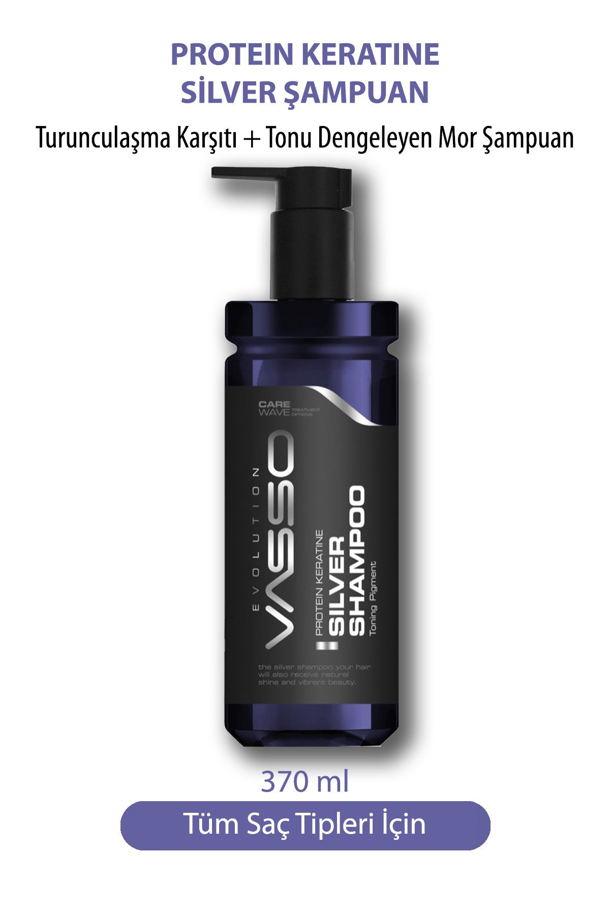 Vasso Men Turunculaşma Karşıtı Tonu Dengeleyen Keratinli Mor Şampuan -keratin Silver Shampoo 370 ml