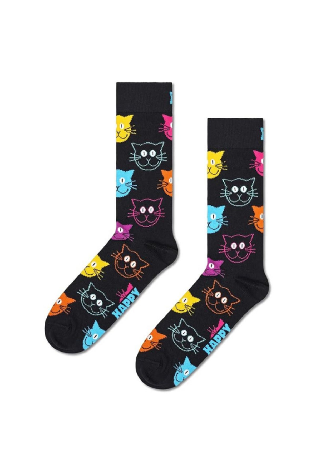 Happy Socks İthal Özel Seri Unisex Happy Cat Socks Renkli Soket Çorap