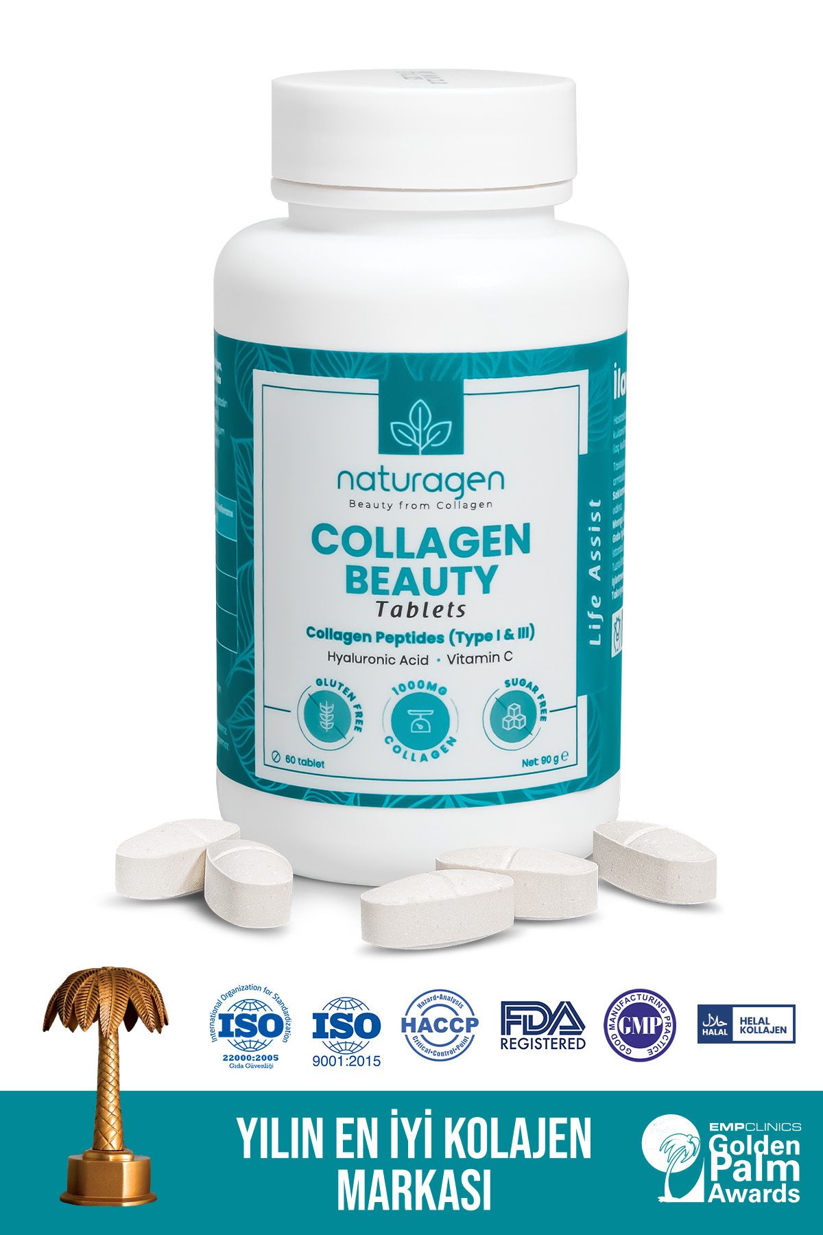 Naturagen Collagen Hidrolize Type 1&3 Hyaluronic Acid&Vitamin C - 60'lı Tablet