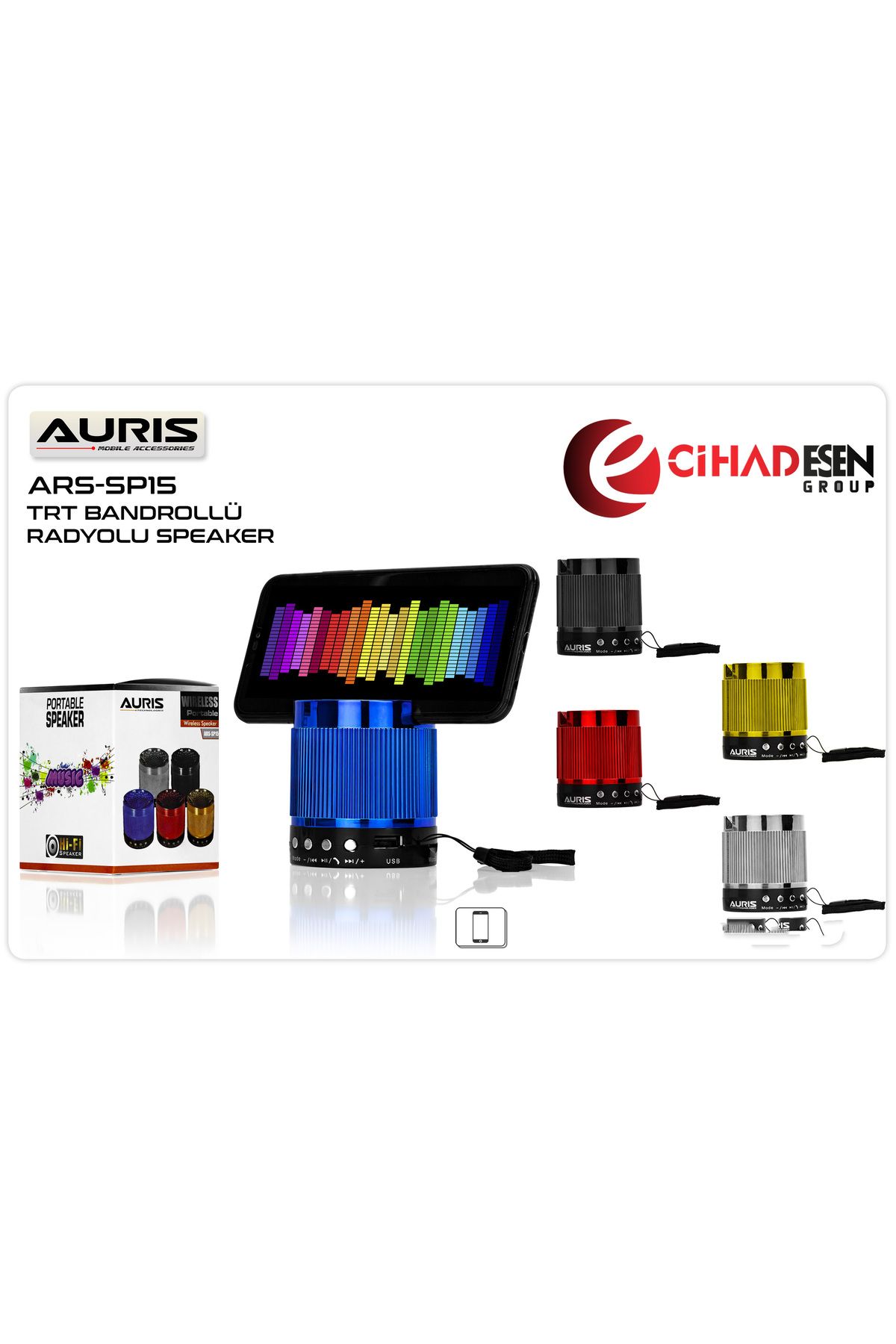 Auris AURİS ARS-SP15 Mini Kablosuz Bluetooth Hoparlör (Telefon Standtlı)